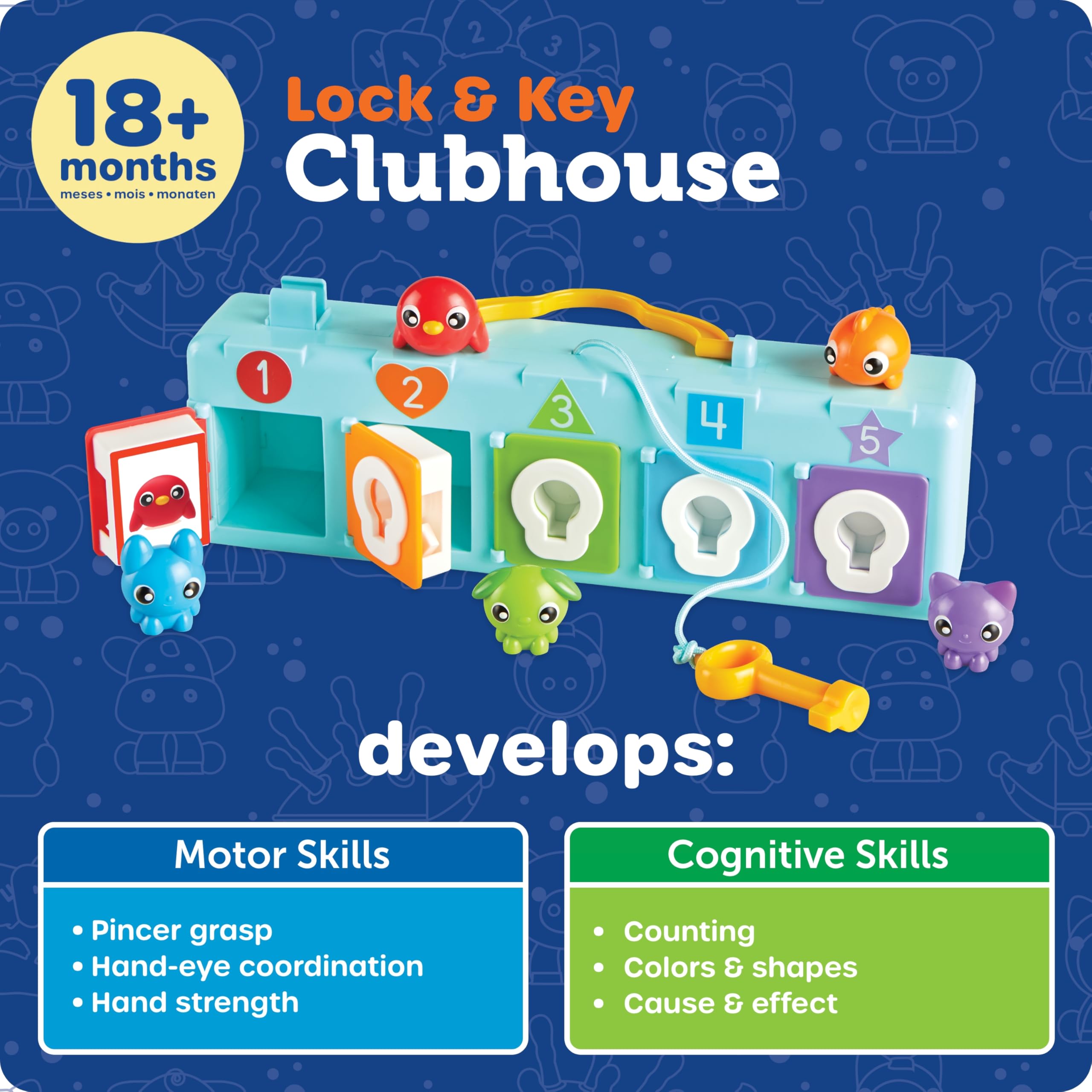 Learning Resources Club‑House Clés & Serrures, 6 pièces – Motricité Fine et comptage dès 18 Mois