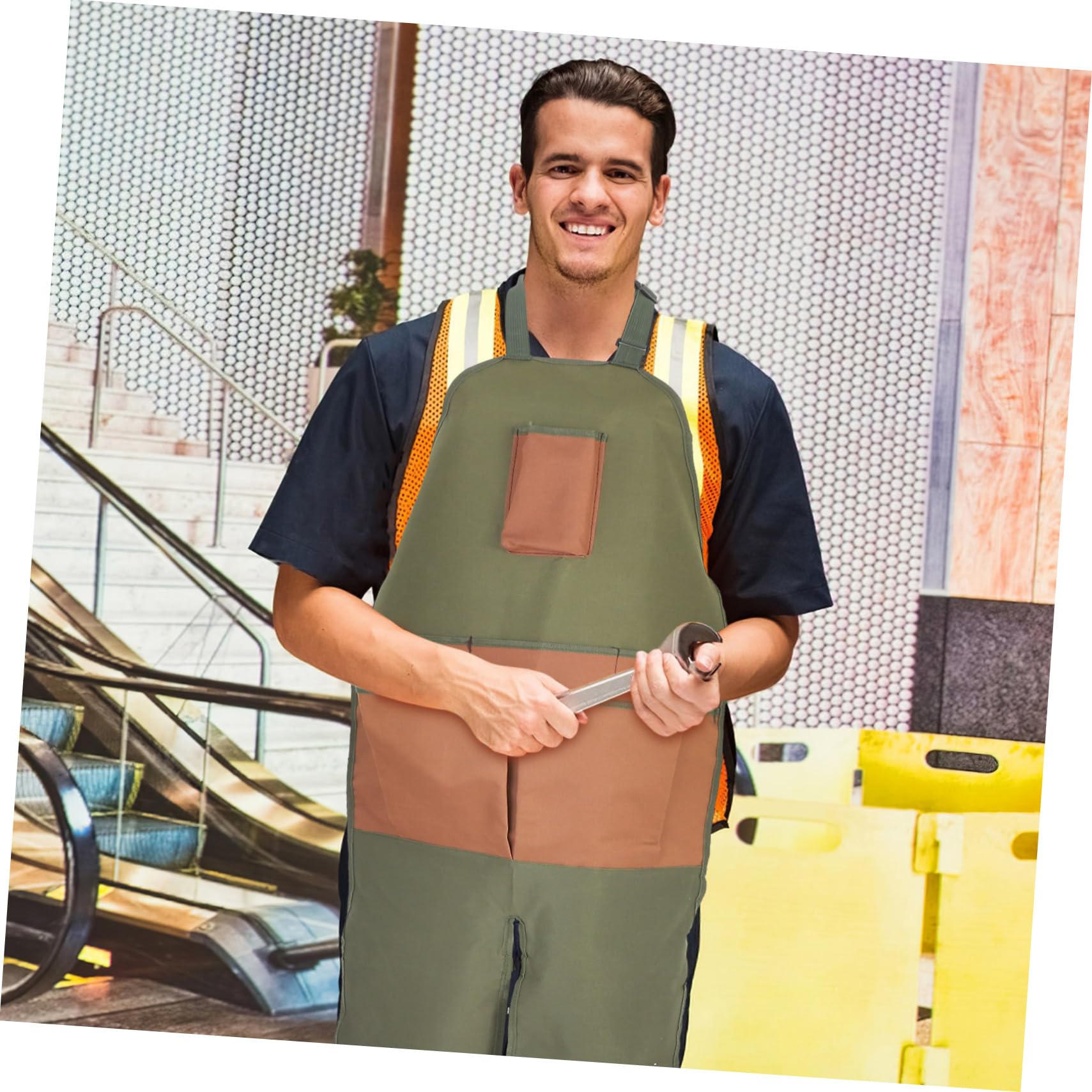 Alipis Gartenschürze Wasser Oxfordstoff aus verstellbare mit Multipocket Schutz Design und Beinschlitz vor Schmutz für Damen Herren für Gartenarbeit und Küchenschürze