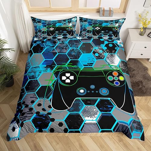 Miniatura 5 de Manfei Juego de funda de edredón moderna tamaño matrimonial, funda de edredón con 2 fundas de almohada, reversible, juego de ropa de cama reversible