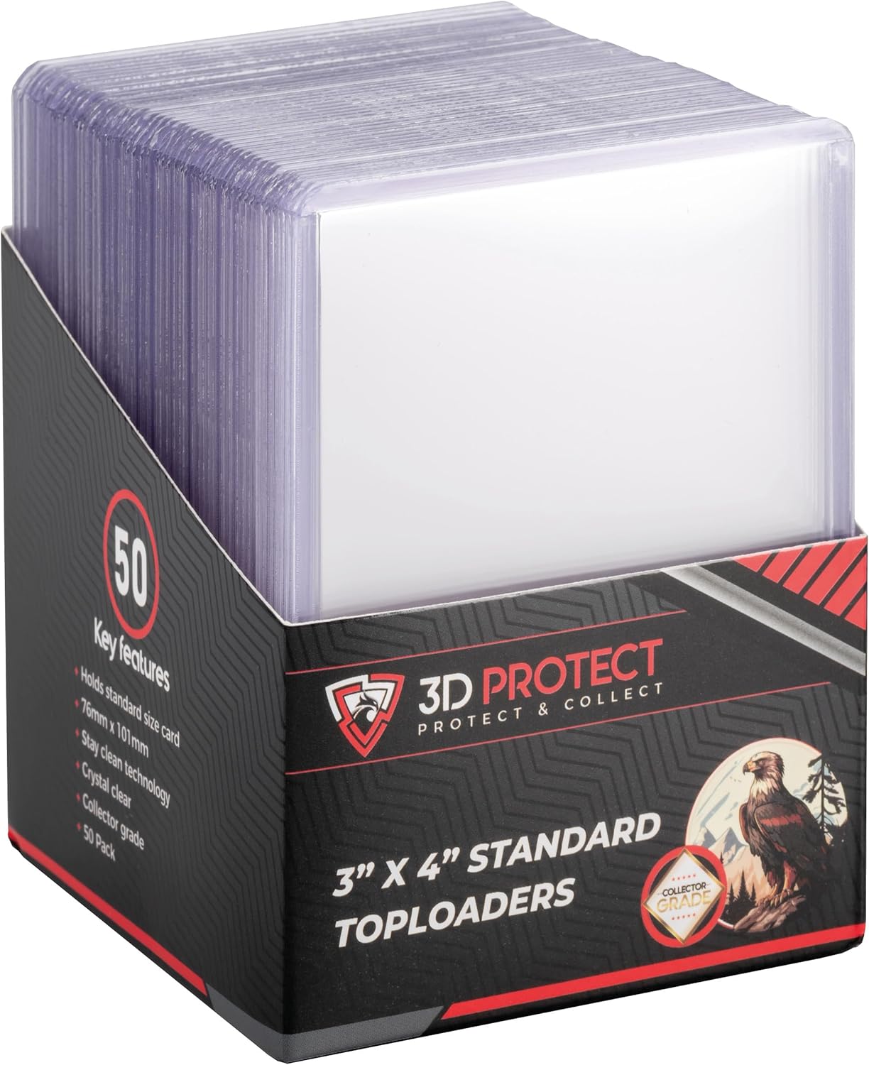 3DProtect Top Loader Card Sleeves 3 x 4inch Clear Toploaders