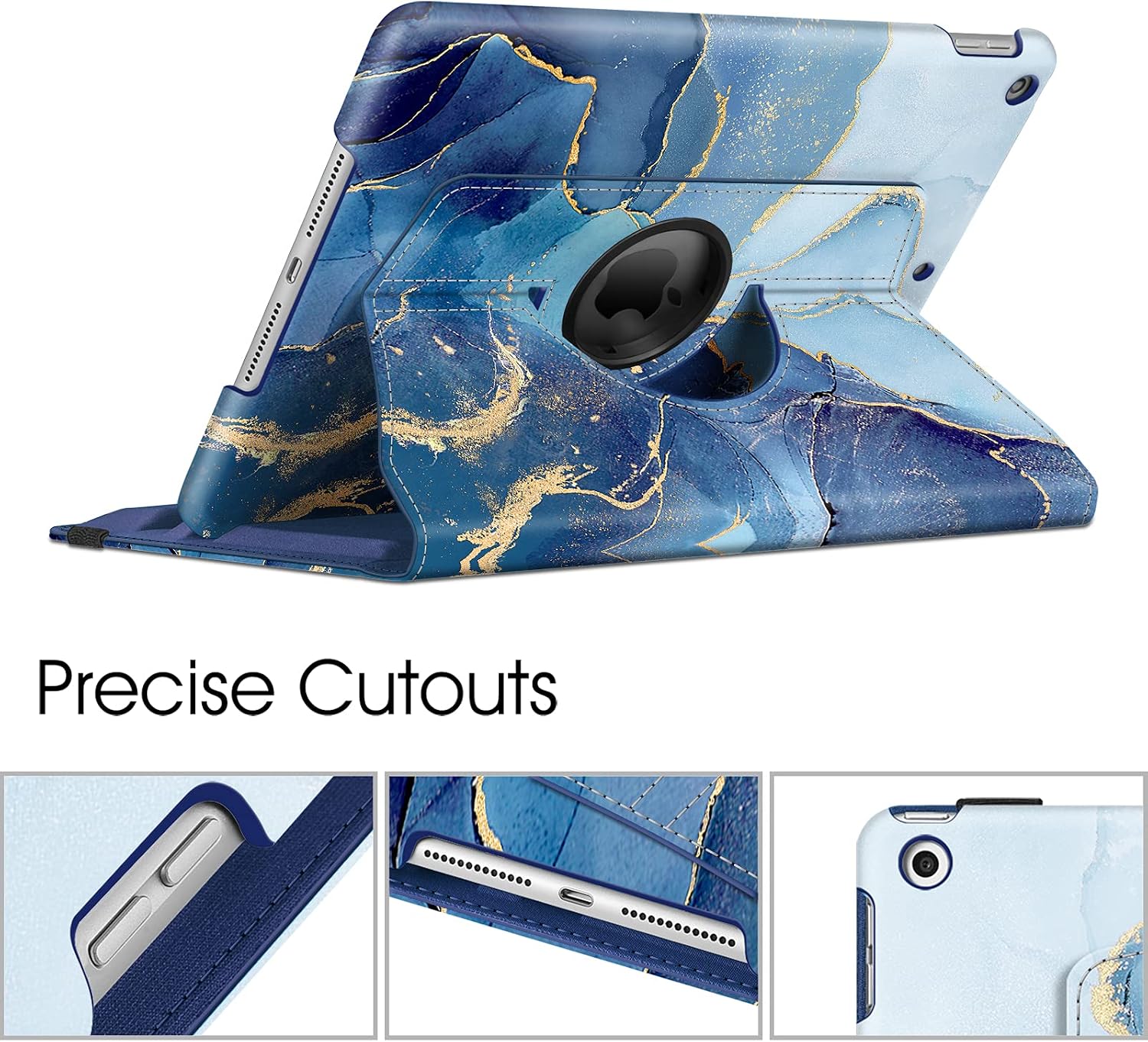 Fintie 360° Rotating Case for iPad 9th / 8th / 7th Generation 10.2 Inch | Swivel Stand, Portrait & Landscape Viewing, Shockproof Cover with Pencil Holder, Auto Wake/Sleep, Blue Marble