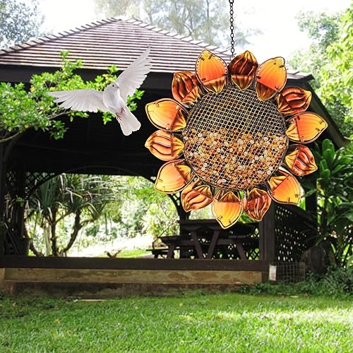 Miniatura 6 de MUMTOP Bluebird - Comedero para pájaros de metal, para exteriores, con cadena colgante, para decoración exterior de jardín y patio