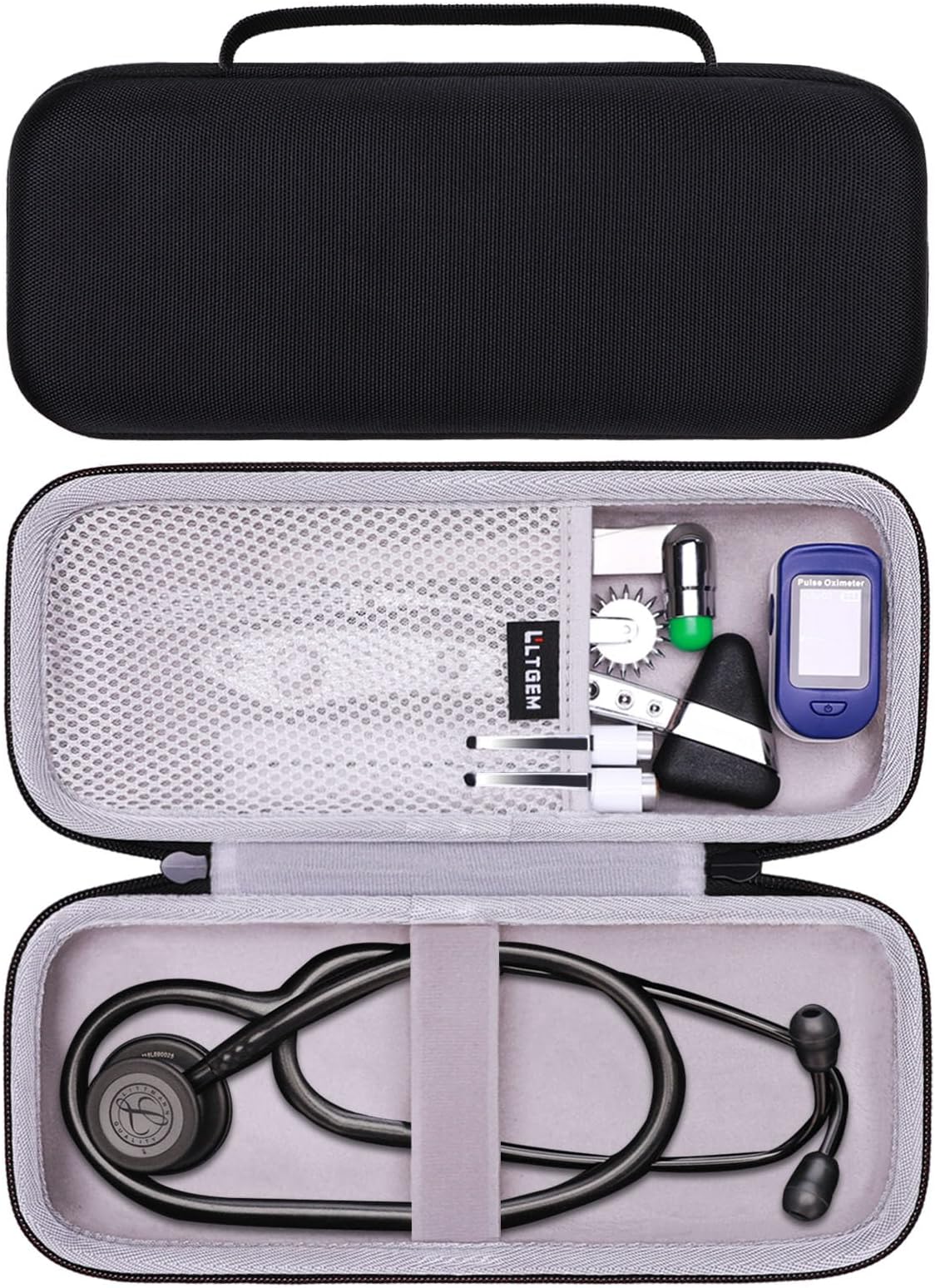 Stethoscope Case - LTGEM Hard Case for 3M Littmann Classic III Monitoring, MDF Acoustica Deluxe Lightweight Dual Head Stethoscope. Mesh Pocket for Accessories
