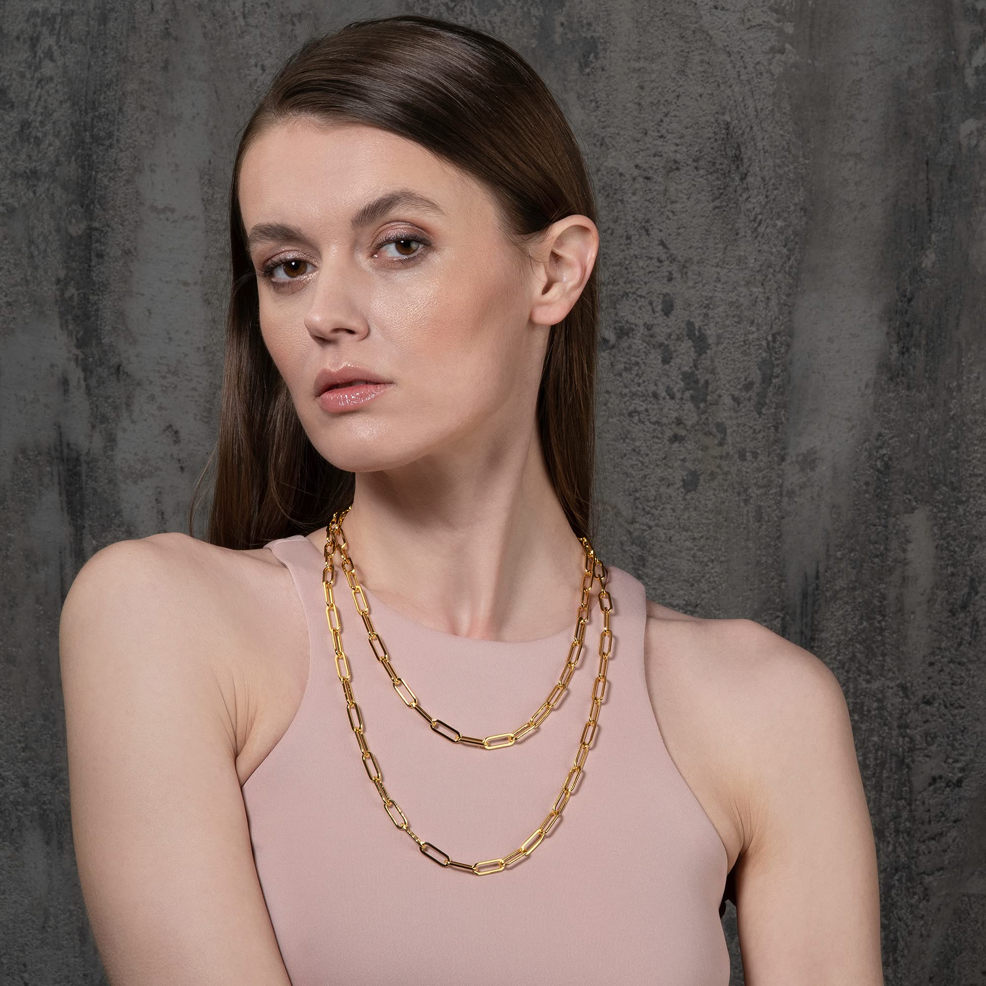 namana Collar de cadena de oro con clip para mujeres y adolescentes, collar de cadena de oro grueso para mujer con bolsa de joyería