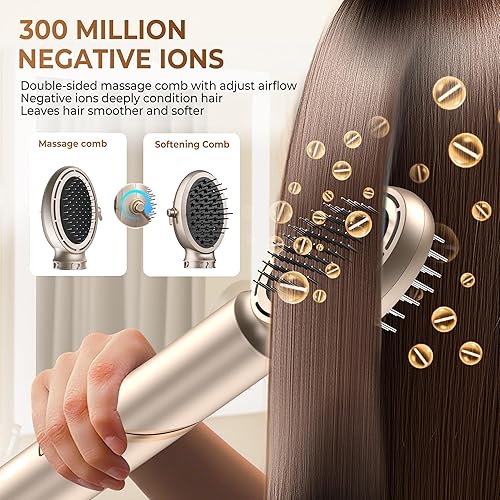 Miniatura 7 de Cepillo secador de pelo 8 en 1 y estilizador de aire caliente múltiple, juego de herramientas de cepillo secador de 110,000 rpm, con difusor y