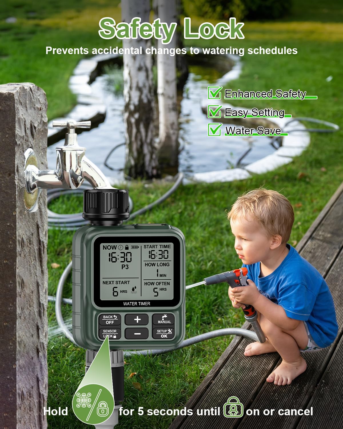 Ordinateur d'arrosage WLAN avec entrée d'eau en Laiton, contrôle APP Via WLAN 2,4 GHz et Bluetooth, retardateur de précipitations, Ordinateur d'arrosage Manuel/Automatique