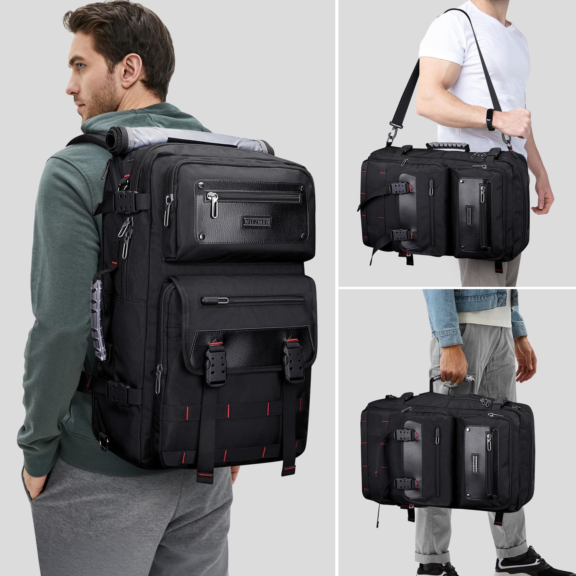 WITZMAN Carry On Travel Backpack for Men Duffle Bags Fit for 17 Inch Laptop Airline Approved Laptop Backpack(B685 Black)