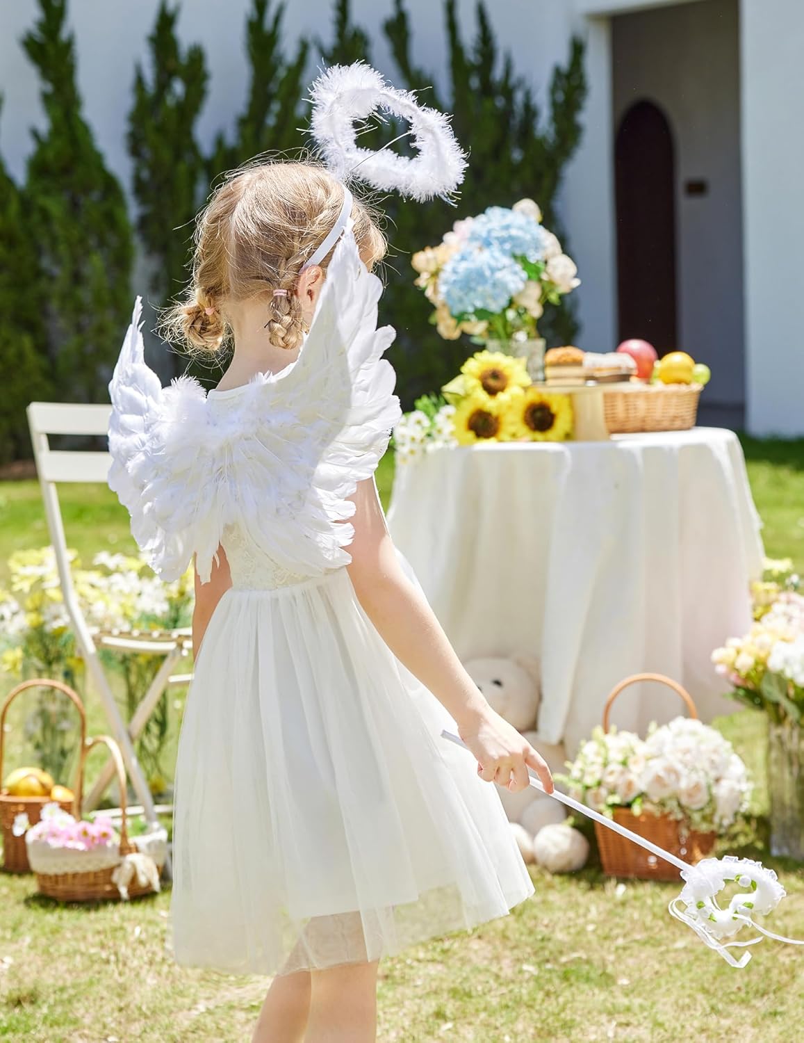 Arshiner Toddler Lace Tutu Dresses Ruffle Sleeve 3 Layers Tulle Flower Wedding Birthday Summer Little Girls Dress - Image 5