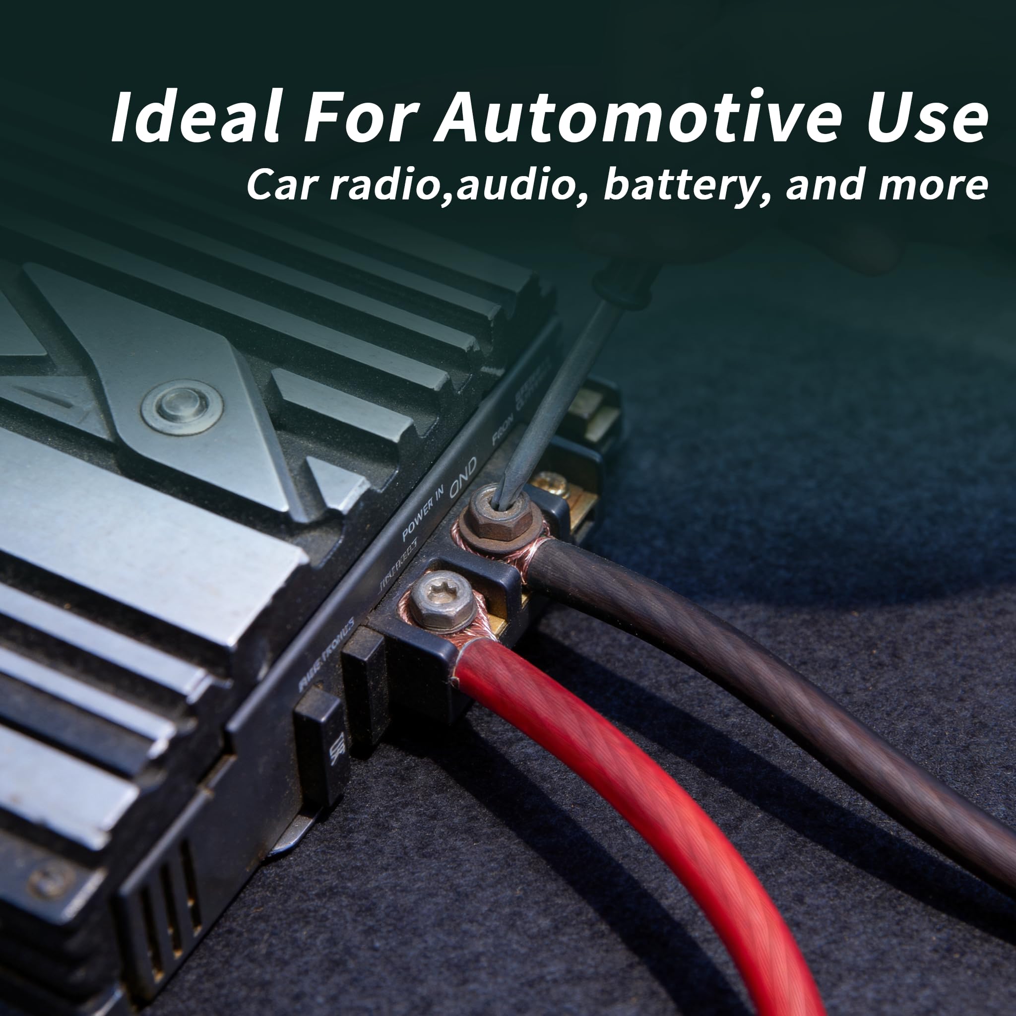 Fil de calibre 0 (6,1 m noir + 6,1 m rouge) câble de batterie CCA en aluminium plaqué de cuivre rouge, câble d'alimentation primaire/de terre pour haut-parleur audio de voiture, remorque de