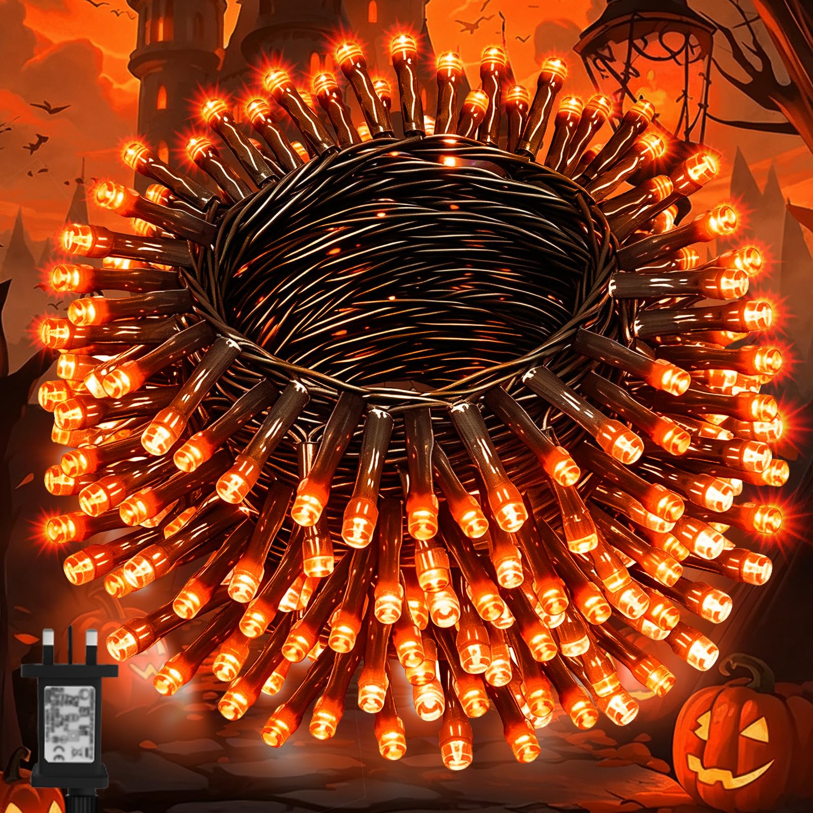 Lincentra 40M 400LED Main Powered Halloween Fairy Lights Outdoor, Orange
