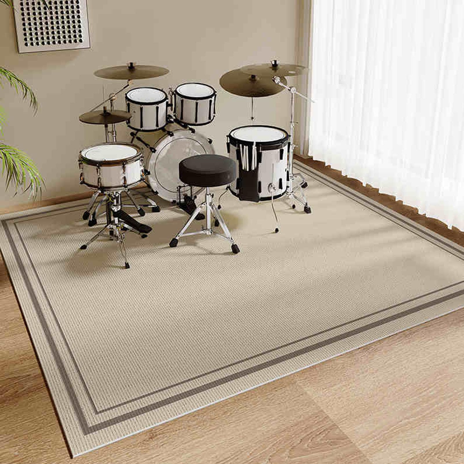 Mata na baterie, dźwiękoszczelna mata bębnowa, instrumenty muzyczne mata podłogowa 150 x 120 cm, mata ochronna, akcesoria perkusyjne, wykładzina antypoślizgowa