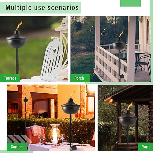 Miniatura 5 de ZSZMFH Home Garden - Juego de 6 antorchas de metal para exteriores, gran capacidad de 23.5 onzas, antorchas de citronela mejoradas de 55 pulgadas