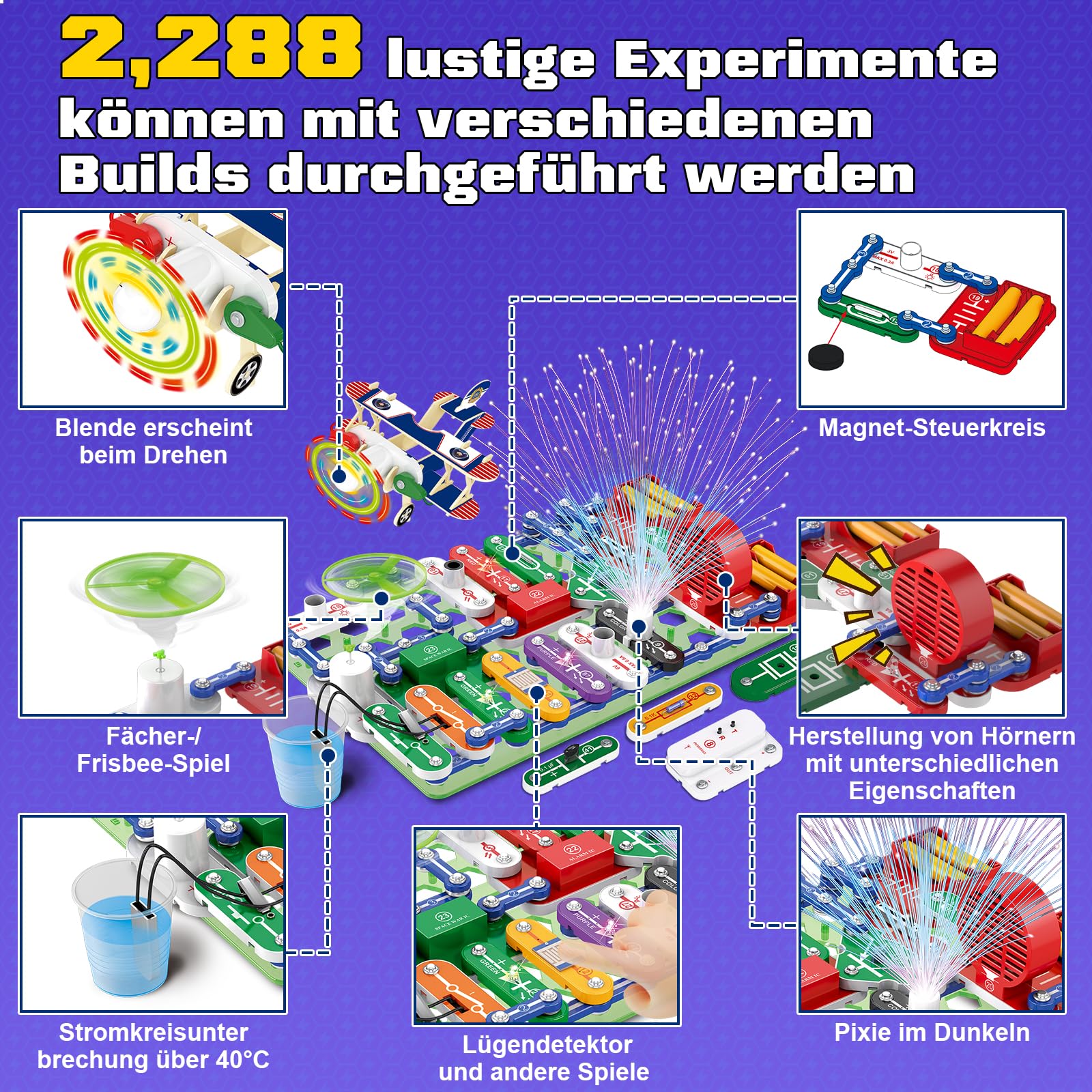 FORMIZON Elektrobaukasten für Kinder, Experimentierkasten zu Elektrotechnik, Inkl. Bebildeter Anleitung, 2000+ Spielmöglichkeiten, STEM Lernspielzeug Geschenk für Jungen Mädchen ab 8 Jahre