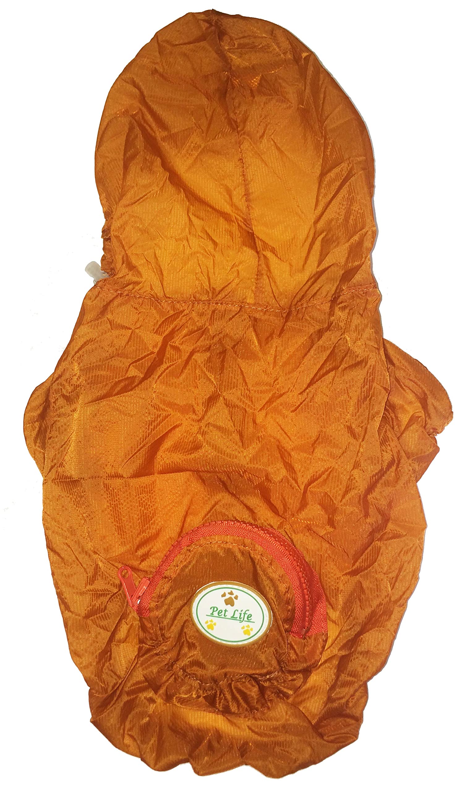Pet LifeThe Ultimate Waterproof Thunder-Paw Adjustable Zippered Folding Travel Dog Raincoat, Orange, LG