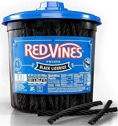 Red Vines Caramelo de regaliz negro Regaliz negro suave masticable caramelo Twists 3.5 lb Jar