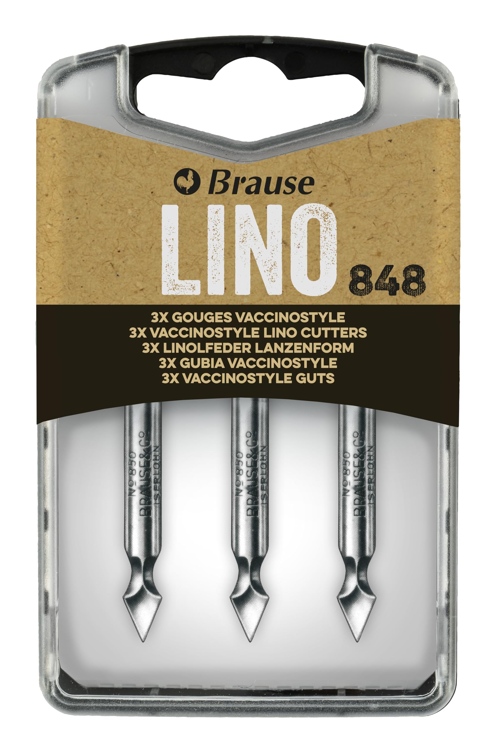 Brause 300848B - Linocut and Scratch nibs for Penholder - Box of 3 Vaccinostyle Gouges (n°848) - German Manufacturing - Calligraphy, Writing, Creative