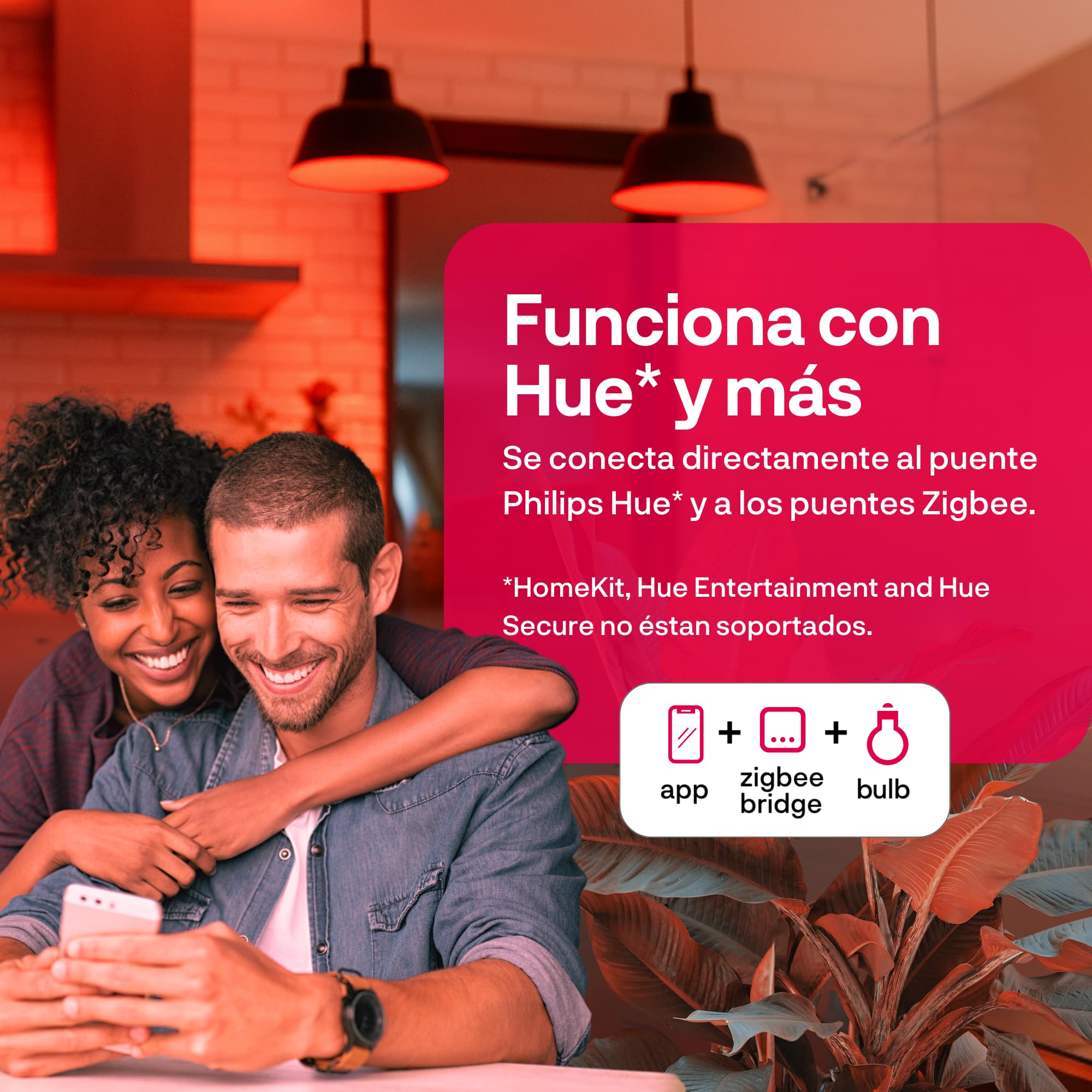 innr Bombilla Inteligente E27, Zigbee, Funciona con Hue* y Alexa (requiere puente), Luz LED Blanca y Colores, Lámpara RGB, Regulable, 880 Lúmenes - 4 piezas