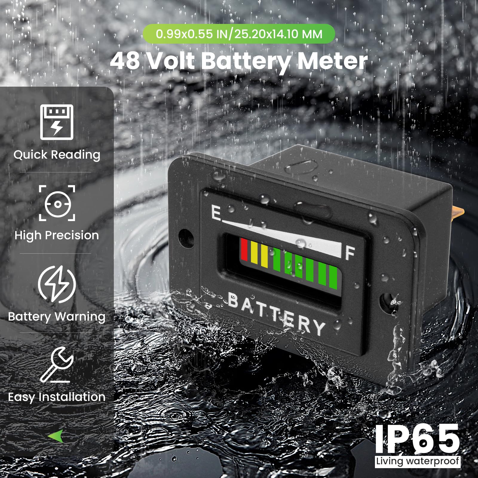 HOOTO 48 Volt Battery Meter, LED Golf Cart Battery Gauge with State of Charge Indicator, Compatible with Club Car, EZGO, Yamaha & Star EV Carts in use