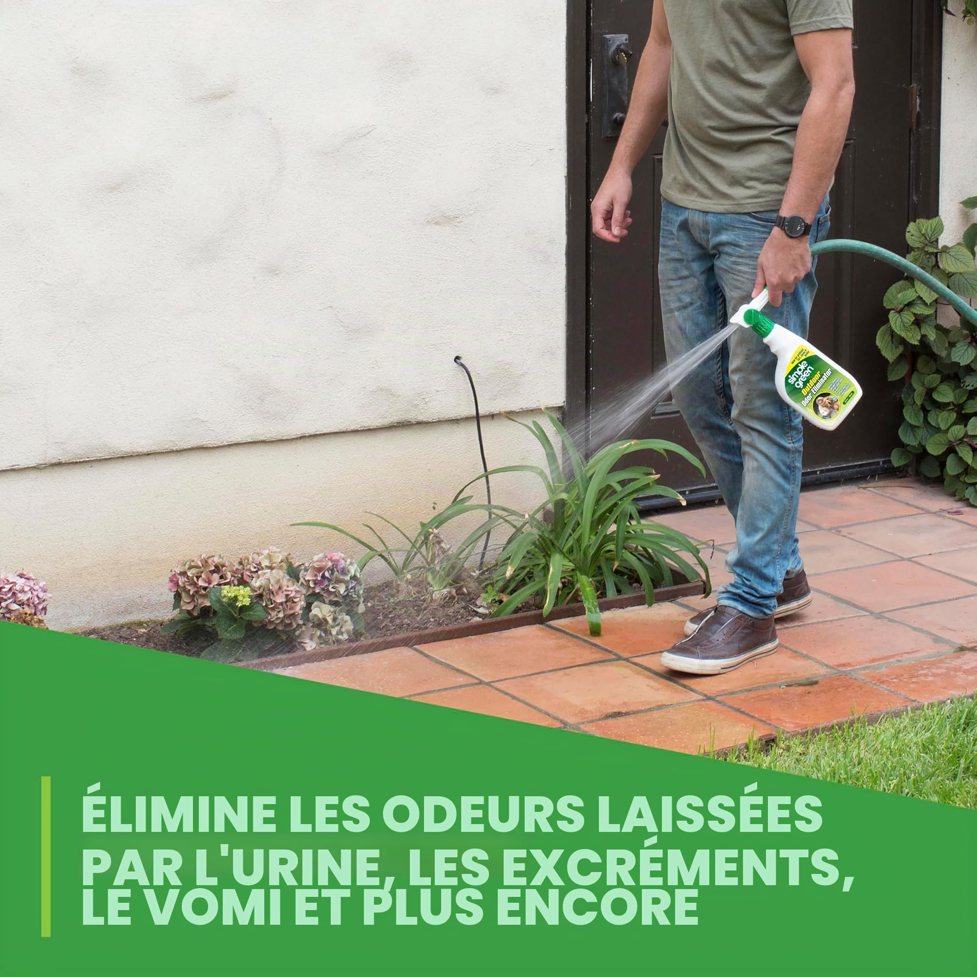 Simple Green – Éliminateur d'odeurs d'extérieur pour animaux domestiques, chiens, idéal pour gazon artificiel et terrasse (pulvérisateur de 910 ml et recharge de 4,5 L)