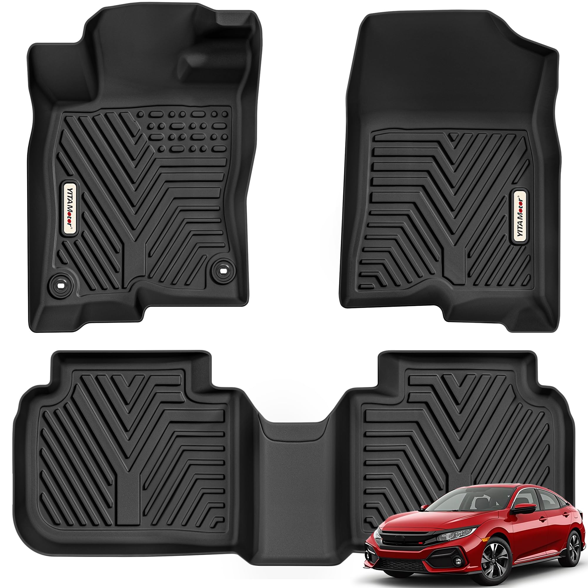 YITAMOTOR Floor Mats for 2022-2025 2026 Honda Civic Sedan/Hatchback/Sport | for Acura Integra 2023-2025, All Weather Car Liners 1st & 2nd Row Set Civic Accessories
