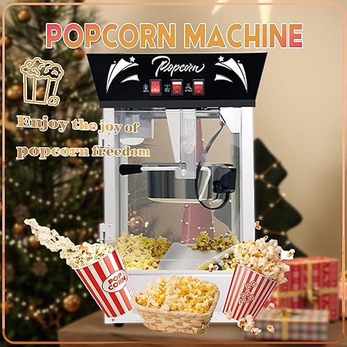 Miniatura 6 de Máquina para hacer palomitas de maíz, 850 W, máquina profesional para hacer palomitas de maíz, hervidor de acero inoxidable de 12 onzas, máquina de