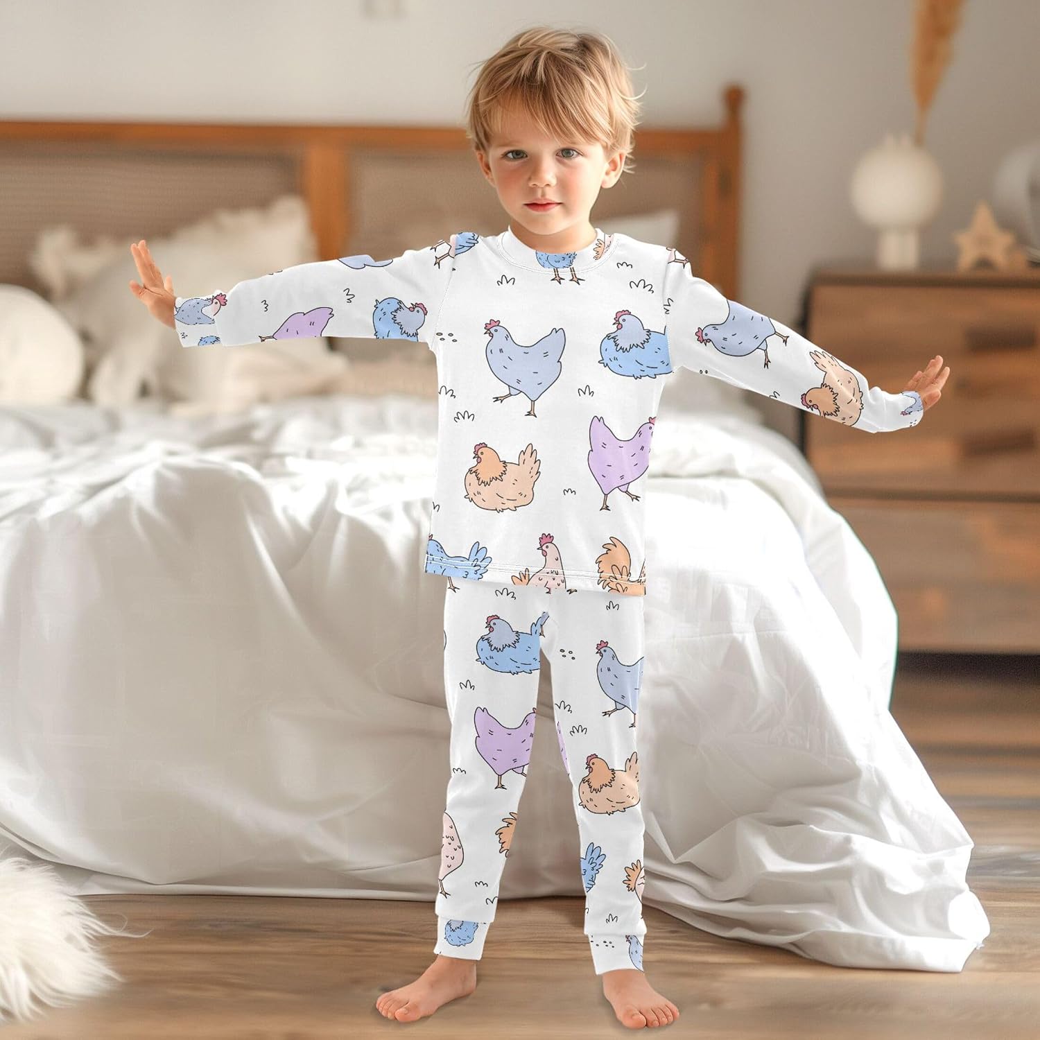 Pajama Sets Long Sleeve Top with Pants Cotton Soft Sleepwear 2 Piece Pjs Se