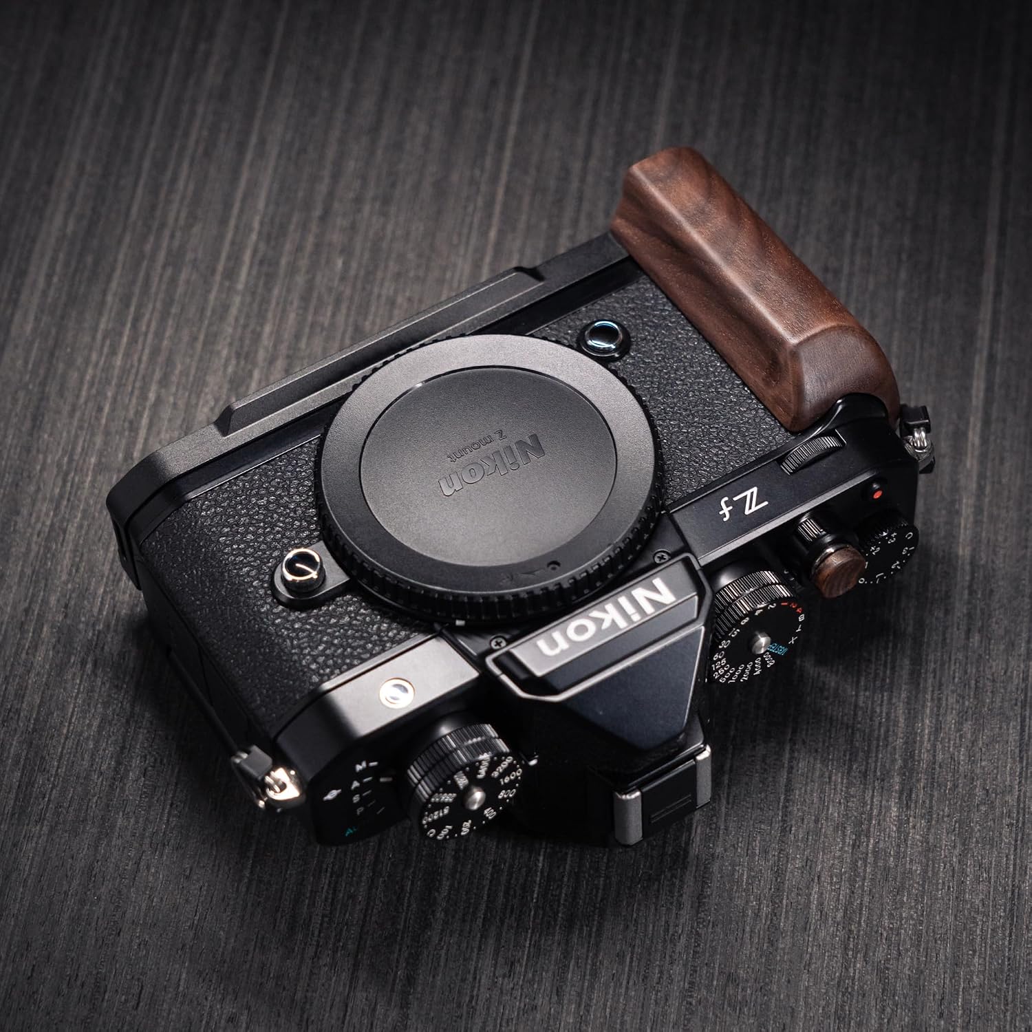 Wooden Wood Hand Grip + Aluminum Alloy Baseplate QR L Handle for ZF Camera (Walnut)