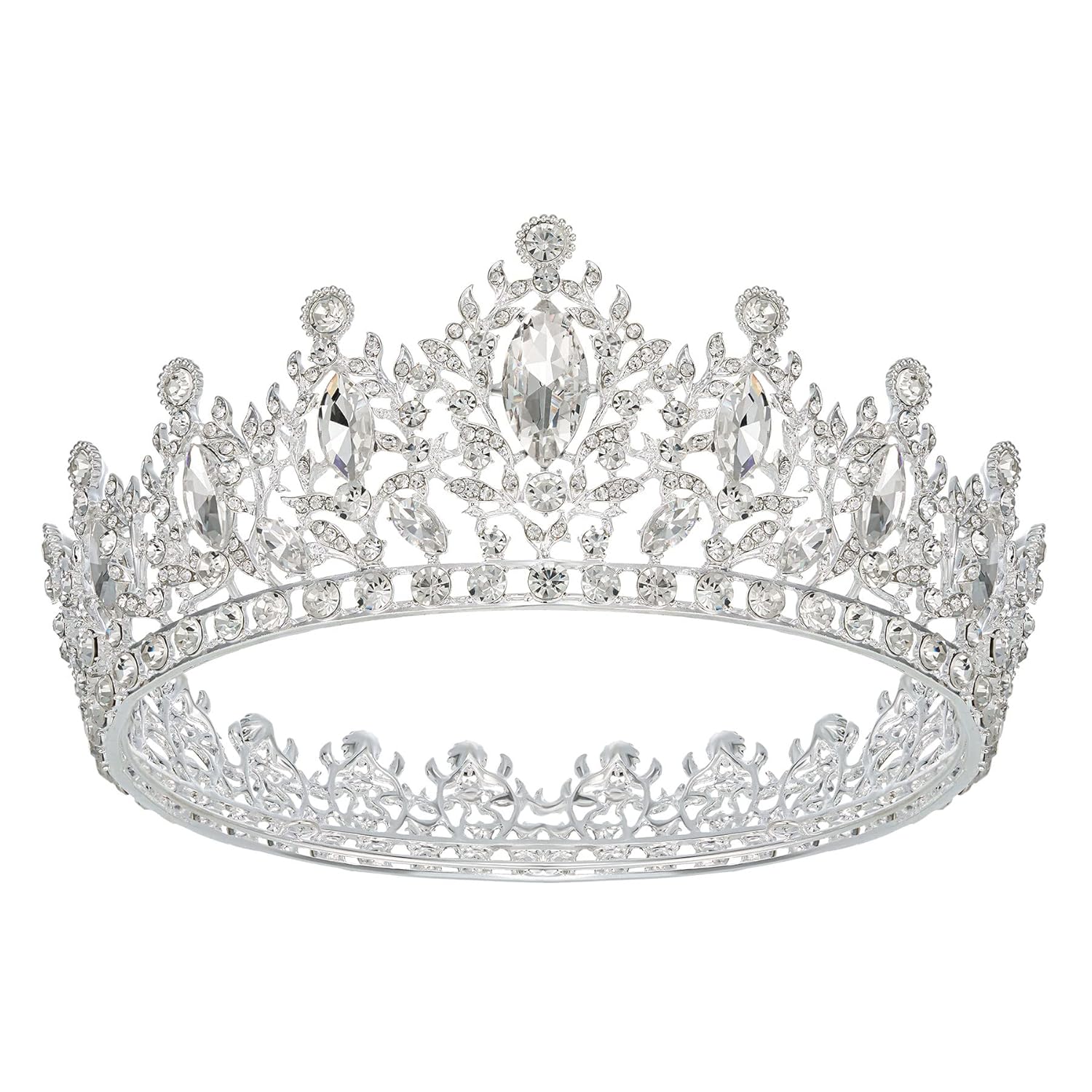 SWEETV Princess Tiara Crown for Women Girls,Silver Wedding