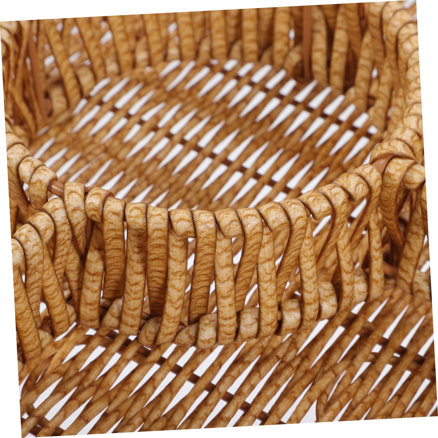 Unomor Imitation Rattan Fruit Plate Round Pouf Fruit Platter Bread Tray Tabletop Bread Basket Food Storage Basket Round Stool Sundries Holder Fruit Tray Pp Light Brown re-usable