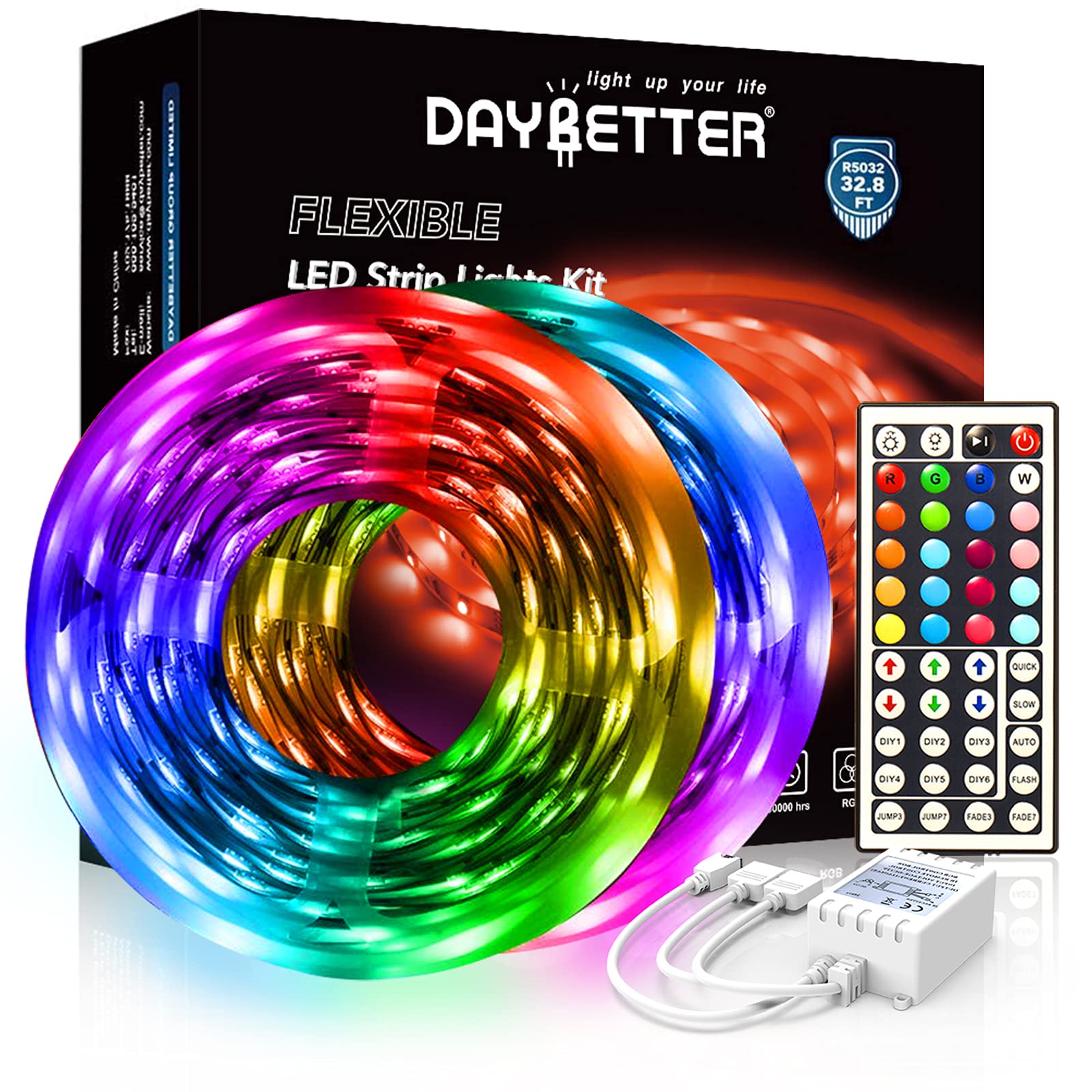 Buy DAYBETTER Led Strip Lights 32.8ft 5050 RGB 300 LEDs Color Changing