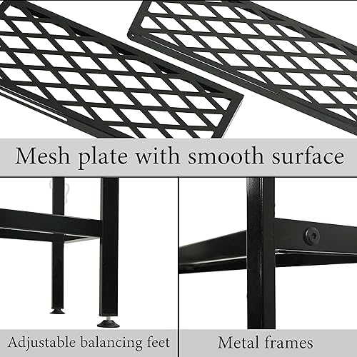 Miniatura 8 de Zapatero para armario, organizador de zapatos expandible, soporte de estante de metal, 2 niveles apilable largo soporte de almacenamiento de zapatos