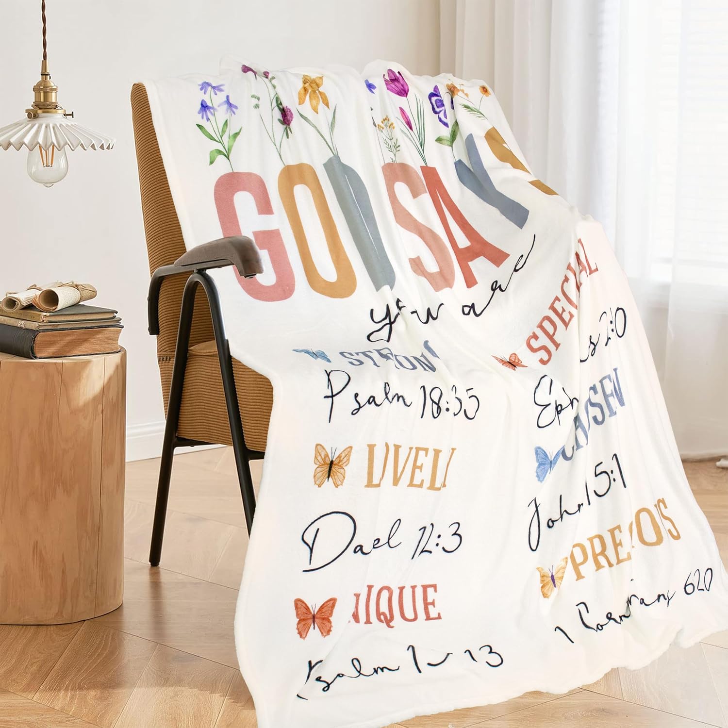 Christian Gifts for Women, Inspirational Floral Blanket, Religious Birthday Gifts, Spiritual Gifts for Sisters, Friends, Baptism & Confirmation Gifts, Bible Verse Throw Blankets 50"x 60" - Image 3