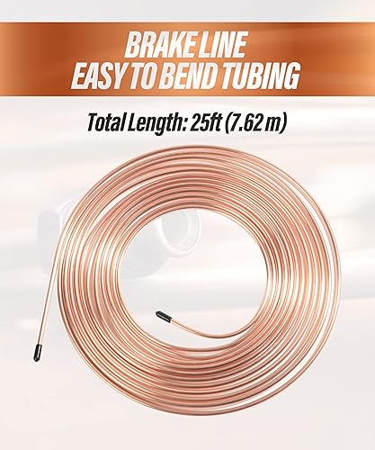 Miniatura 4 de ESEWALAS Kit de tubería de freno flexible, línea de freno de níquel de cobre de 25 pies de 316 pulgadas con 16 accesorios, bobina de tubo de línea