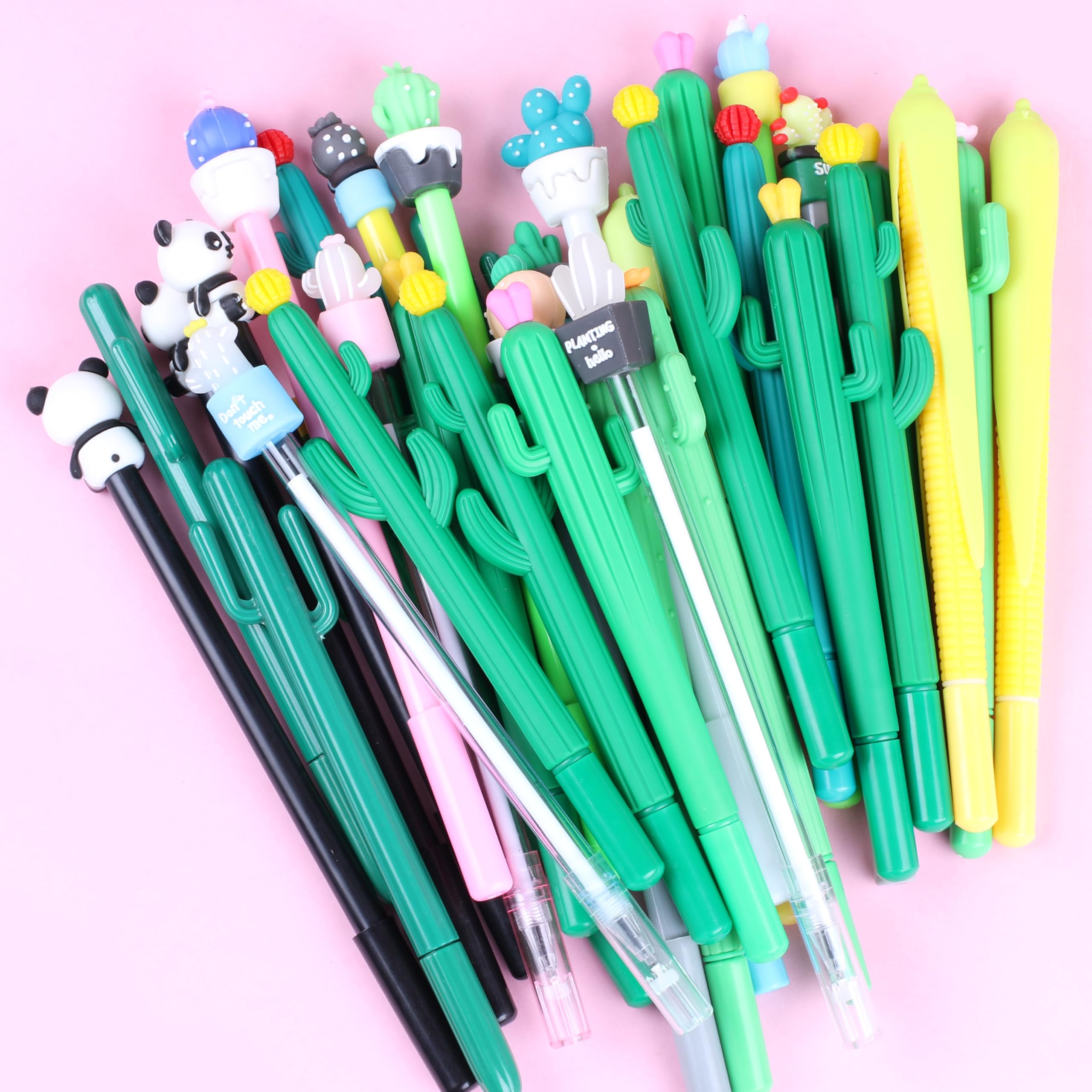 36Pcs/Bulk Cute Pens Novelty Cactus Gel Pen Funny Journal Cool Fancy Kawaii Fun Rollerball Pen, Creative School Office Supply Party Favors Kids Adults Men Women Girl Teens Writing Stationery Pen Set - Image 3