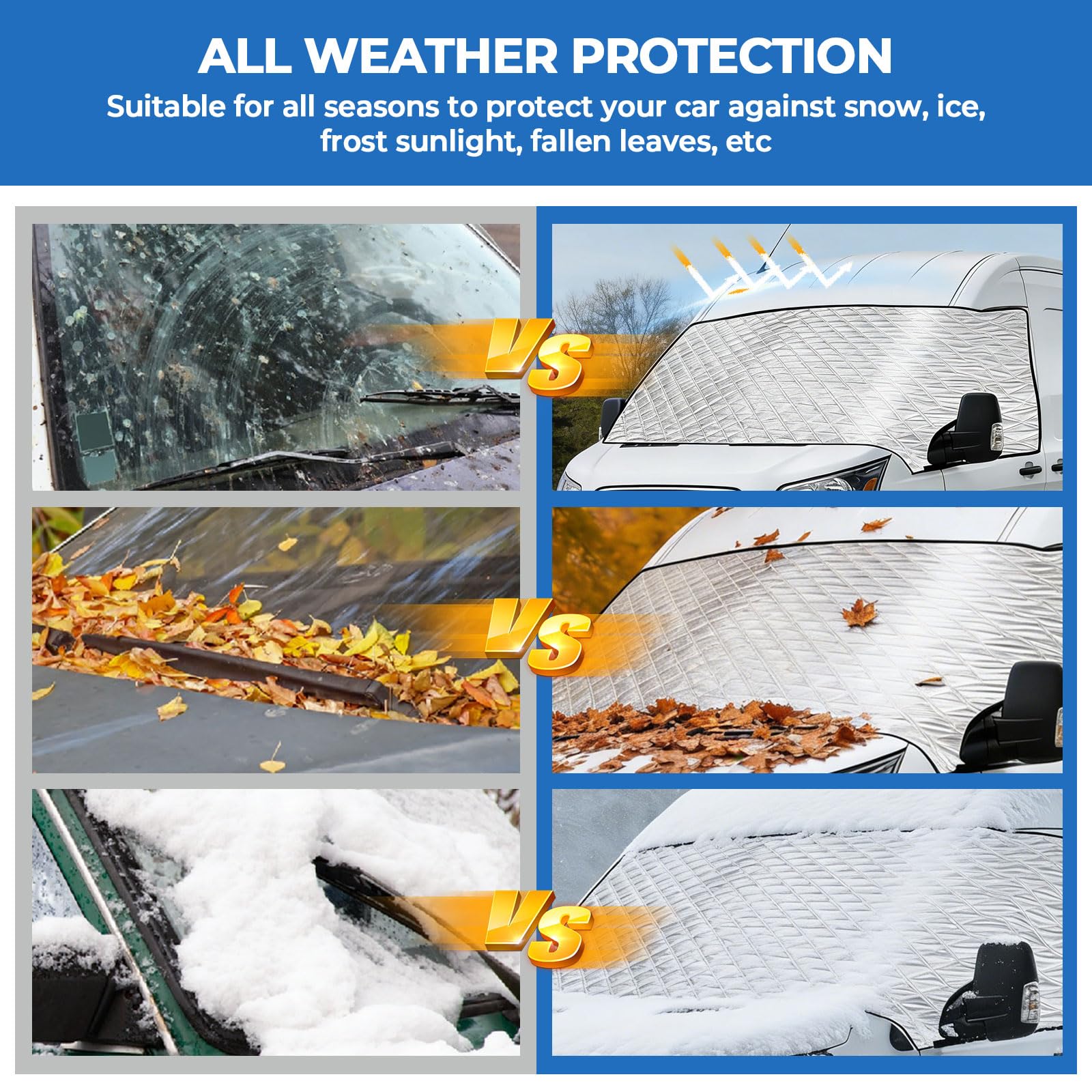 Frontscheibenabdeckung für Ford Transit MK8 MK9 2014-2026, wasserdichte Frontscheibe Sonnenschutz Auto Windschutzscheibenabdeckung Sonnenschutz Frost Schnee Schutz