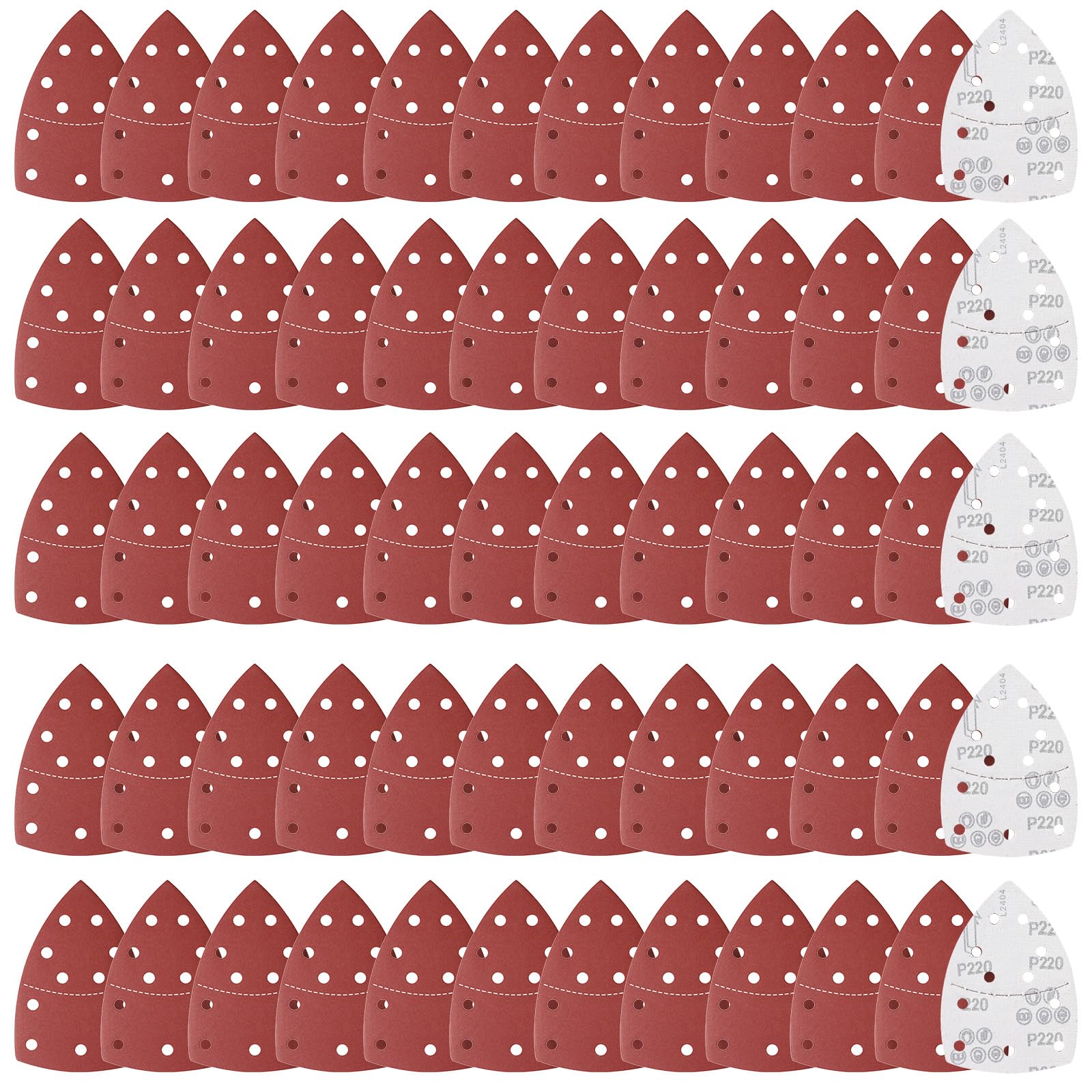 Sruhrak 50 Stück Schleifpapier Deltaschleifer 152x105mm Klett Schleifdreiecke Set mit 11 Löchern Körnung 40 Dreieck-Schleifpads für Holz, Metall