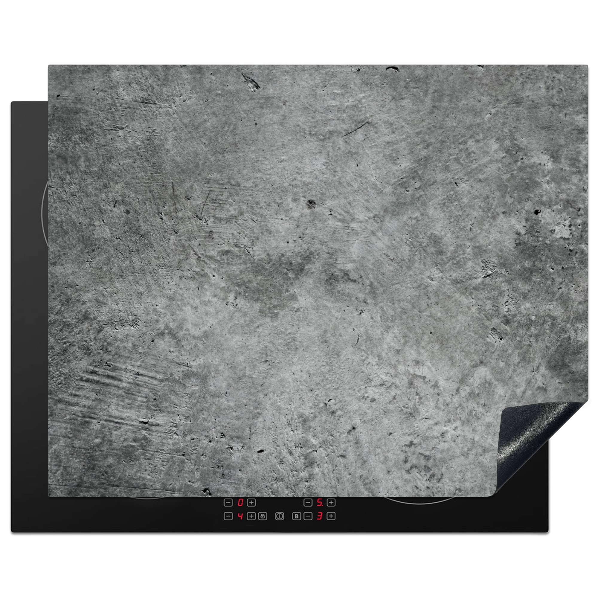 KitchenYeah© Induction Hob Protector Mat 20.5"x25.6" / 65x52 cm Stove Cap Top Cover Kitchen Cooker Covers for Electric Hobs Vinyl Concrete - Slate - Grey - Concrete Structure