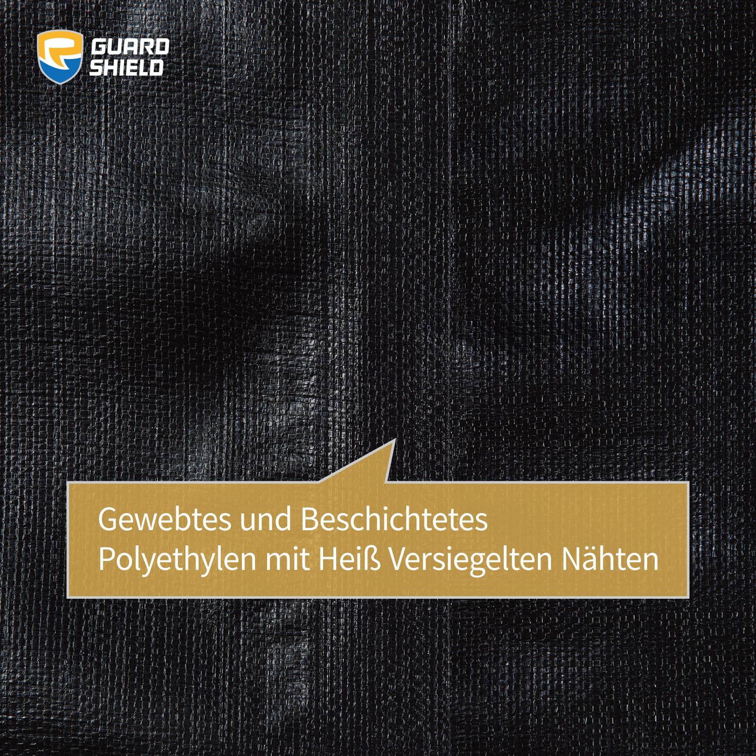 GUARD SHIELD Abdeckplane mit Ösen Wasserdicht 3m x 6m Schwarz/Grau Plane Gewebeplane 200g/㎡ Schutzplane Allzweckplane, Reißfest, UV-stabilisiert, Schimmelresistent