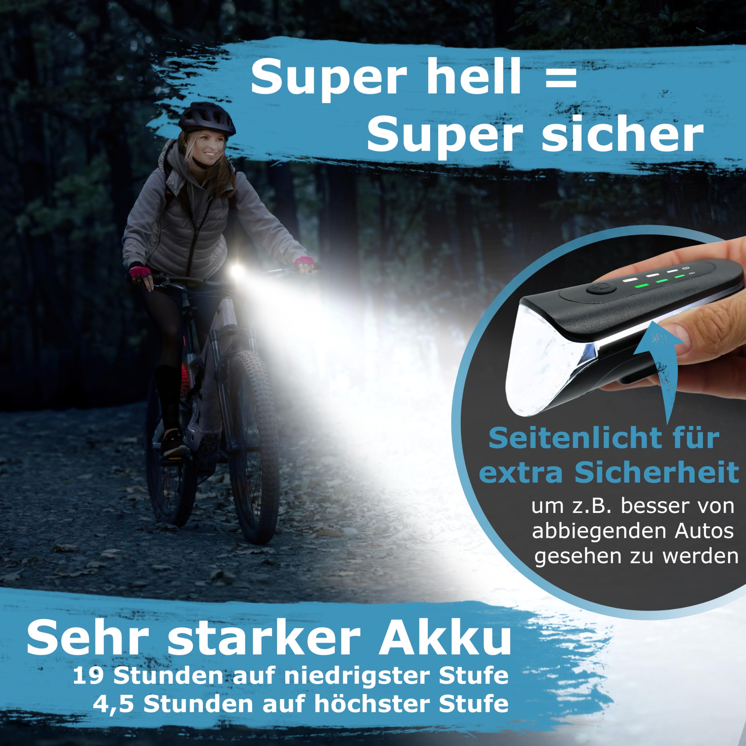WIDDER Fahrradlicht Set Vorne und Hinten [StVZO zugelassen, extrem hell 170 Lum] – Fahrrad Licht USB C aufladbar – Fahrradbeleuchtung mit Automatik-Modus – Fahradlichterset LED Bike Light & Rücklicht