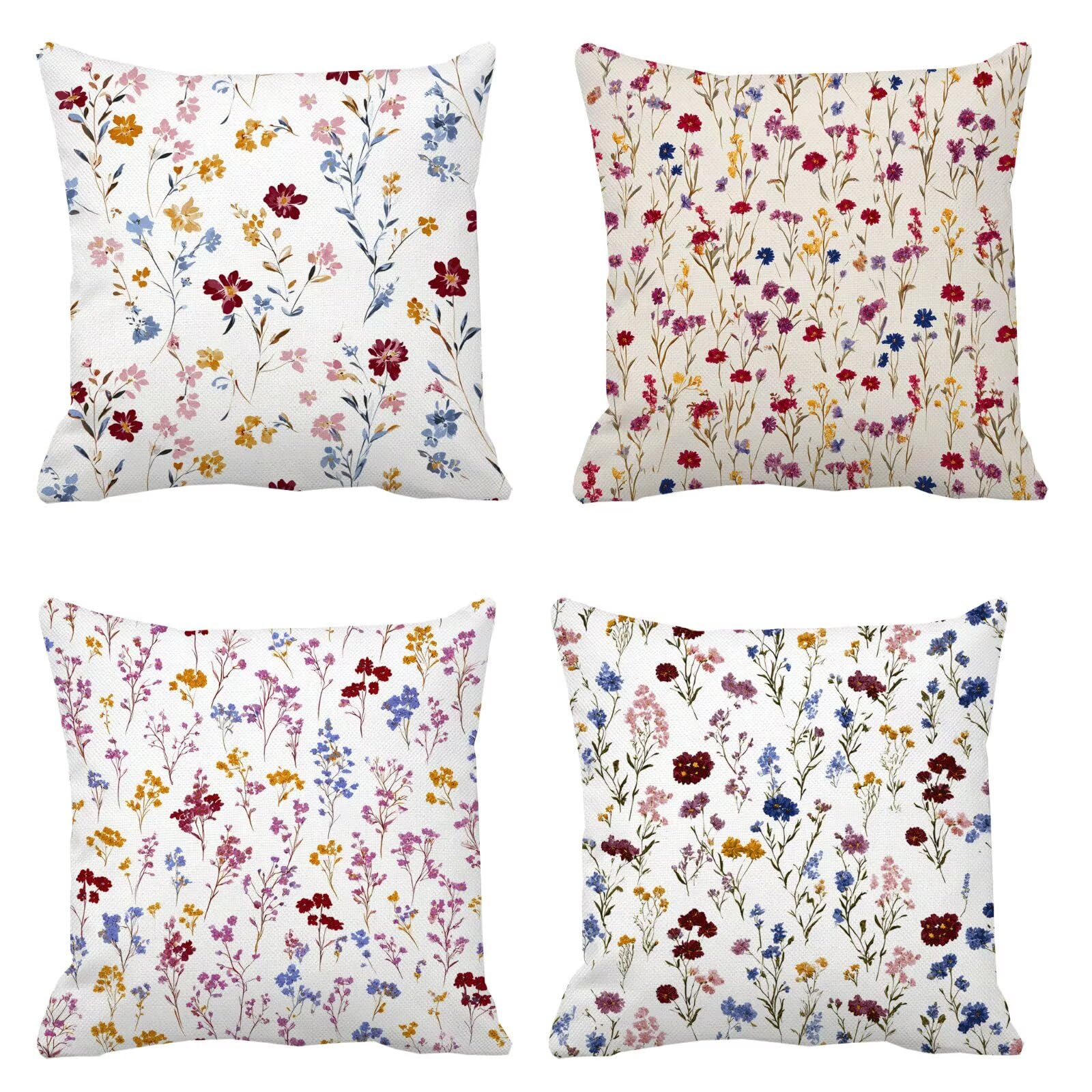 Taie oreiller 70x70 cm lot de 4 en velours rouille et bleu imperméable pour salon