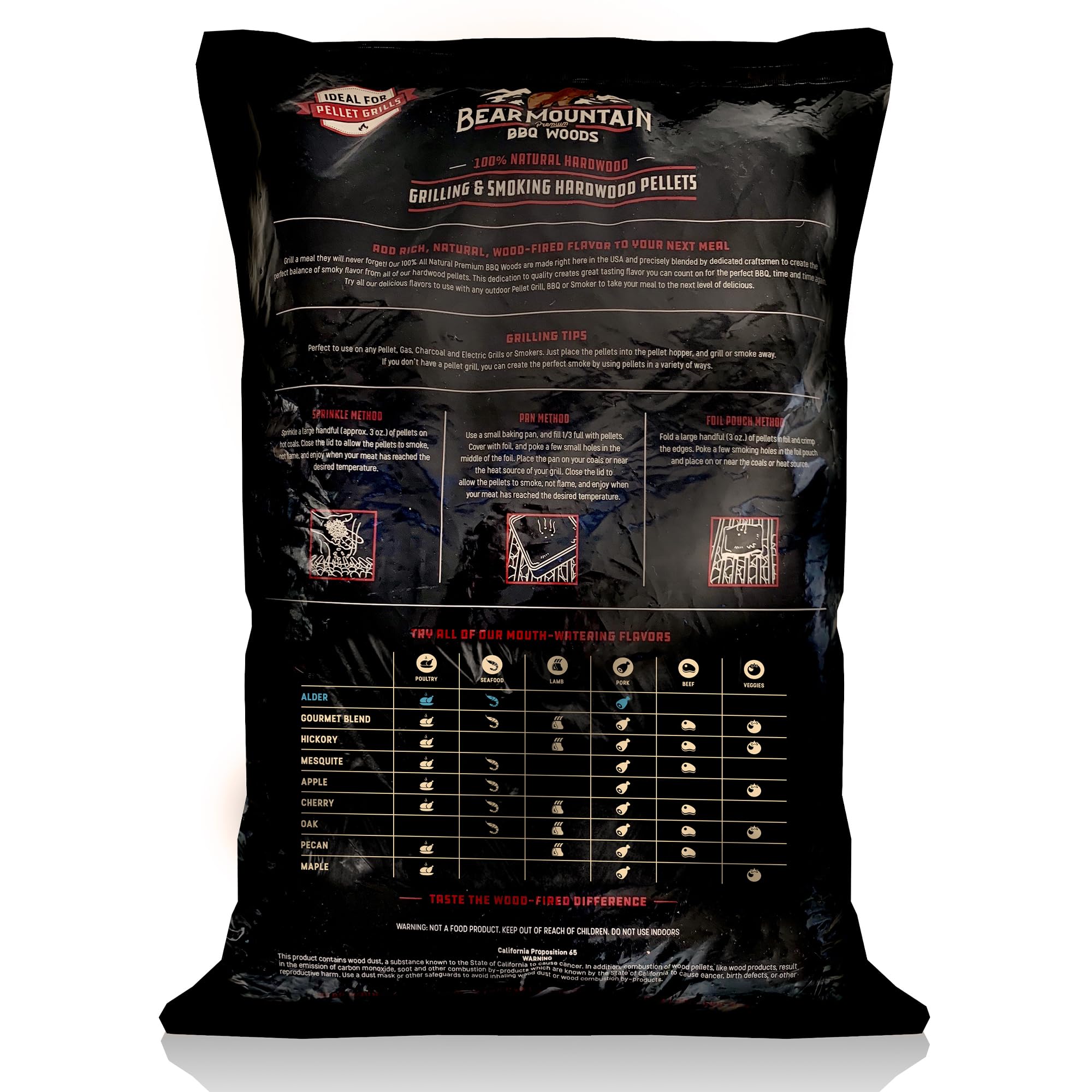 Bear Mountain Premium BBQ Woods Pellety, 100% całkowicie naturalne granulki z twardego drewna, do wędzarni i granulatów, grilla, pieczenia, pieczenia i grillowania, 9 kg, 1 opakowanie