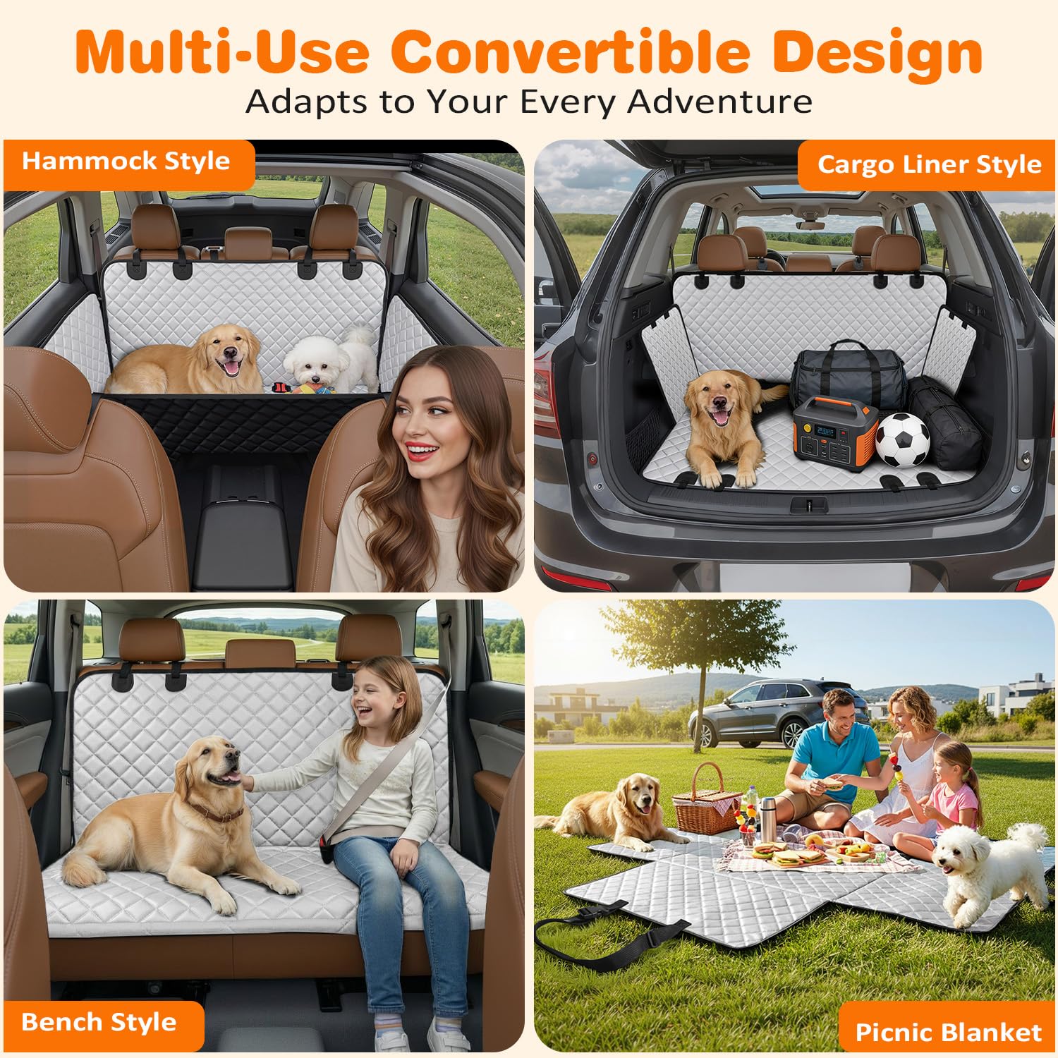 URPOWER Dog Car Seat Cover for Back Seat, Waterproof Hammock for Car & SUV view 6