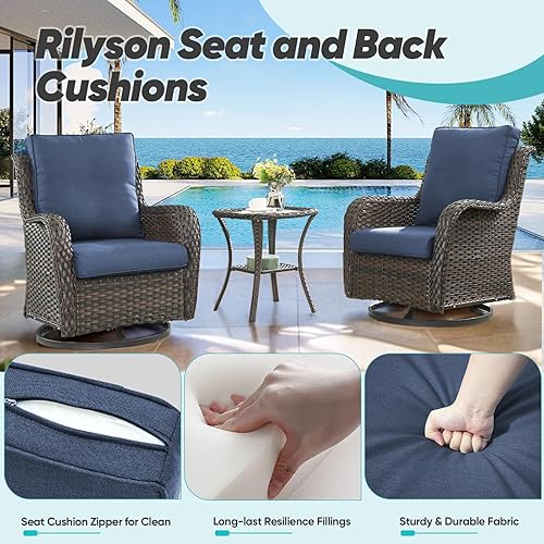 Miniatura 9 de Rilyson Cojines de patio para muebles de exterior, respaldo alto y asiento profundo, cojín de exterior para sillas de patio, sofá, sofá biplaza,