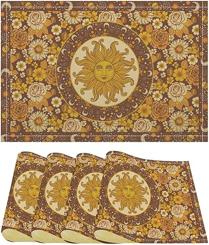 Miniatura 33 de Juego de 4 manteles individuales de mármol dorado y gris, pintura abstracta moderna, arte impreso, manteles para mesa de comedor, restaurante,