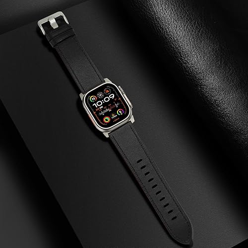 Vista 5 de UUPWPOKT Correa de cuero compatible con Apple Watch Ultra 3/2/1 Band de 1.929 in, 1.811 in, 1.772 in, 1.732 in, 1.654 in, correa de cuero genuino