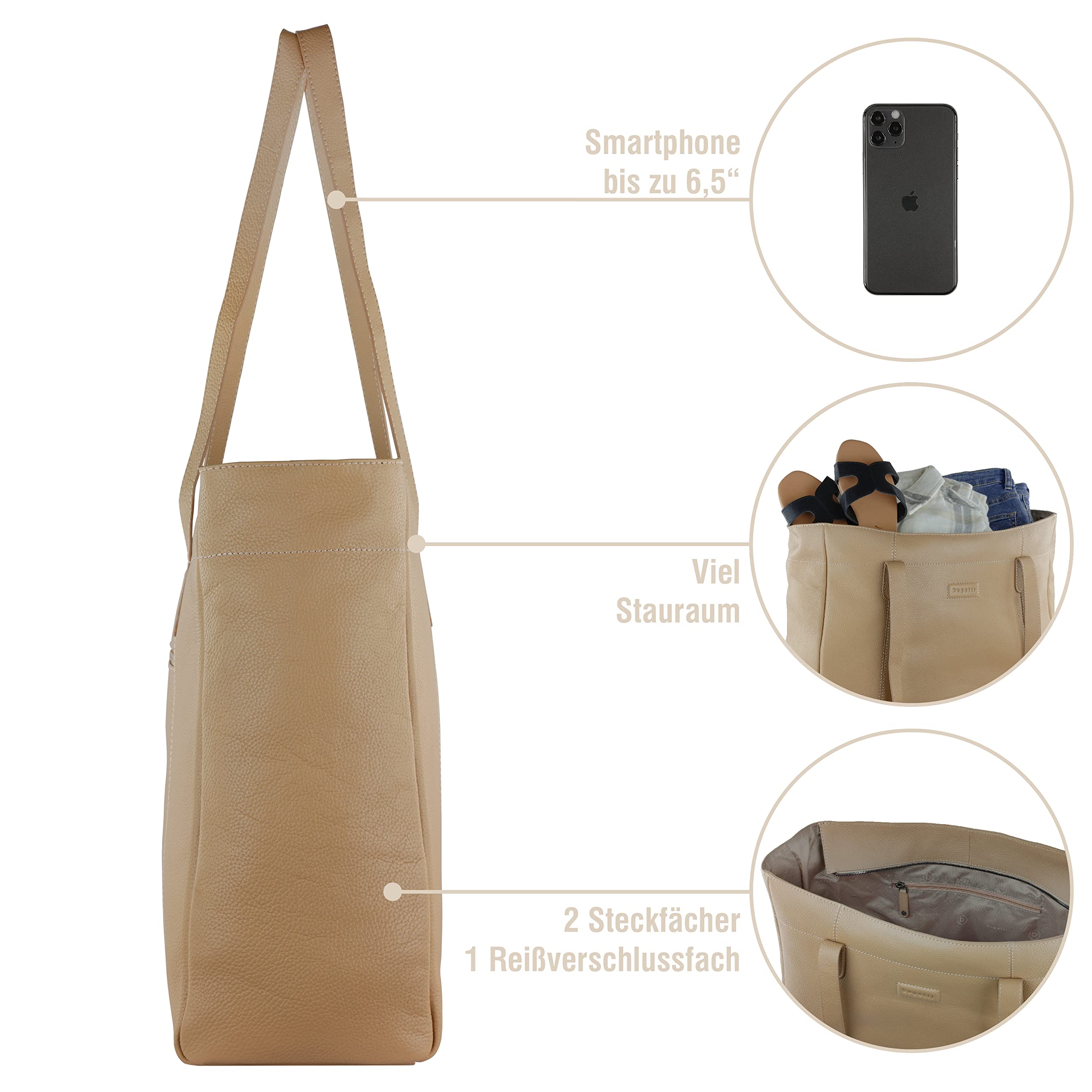 bugatti ELSA Reisetasche aus Leder, Weekender für den Urlaub, Gymtasche für Sport, Sand