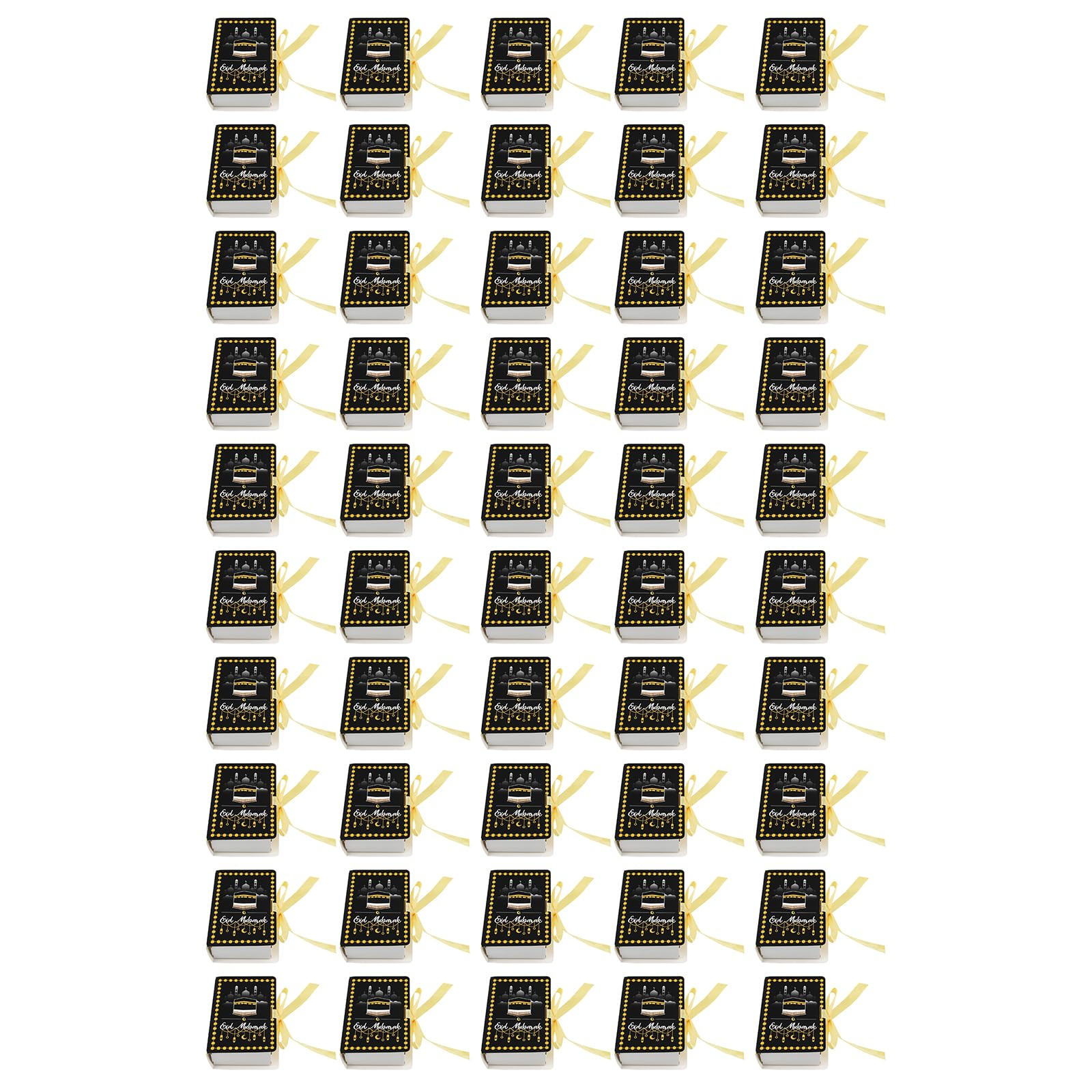 Buxuaaaa 50Pcs Book Shape Eid Candy Boxes Treat Boxes Cookie Candy Bags Easy Assemble for Candies Sweets and Cookie Packaging Unique Packaging