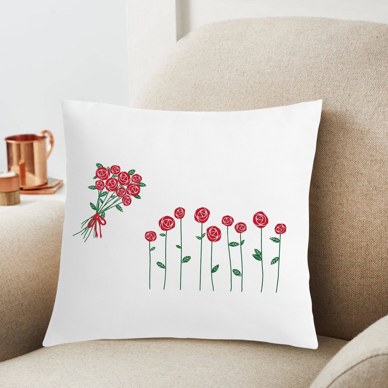 Flower Print Printed Cushion 12X12 Pillow Cover with Filler- Best Love Gift Idea-image-20