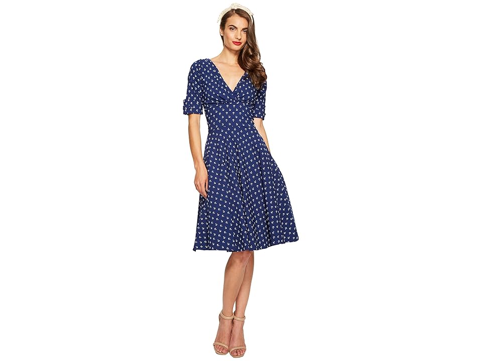 

Unique Vintage Stretch Novelty Delores Dress (Anchor Print) Women's Dress