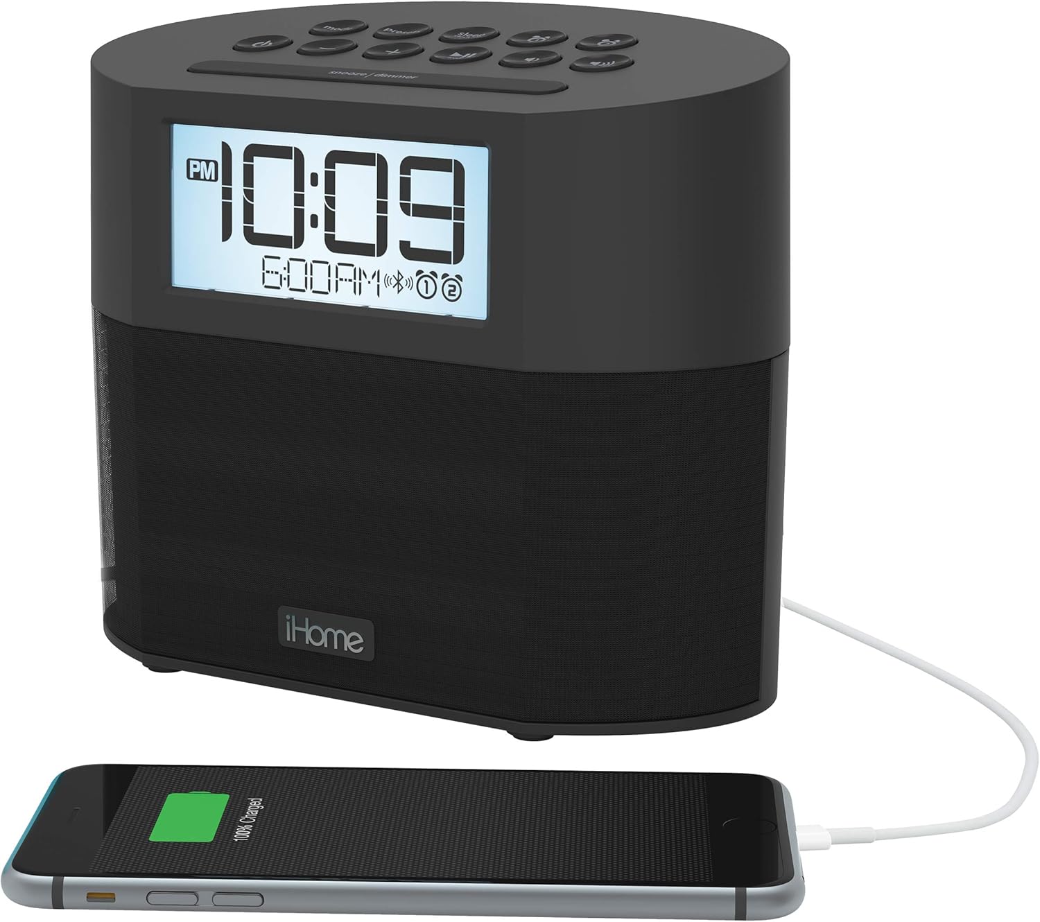 iHome iBT231 Bluetooth Dual Alarm FM Clock Radio with Speakerphone and Dual USB Charging